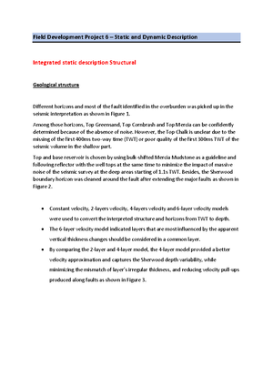 Field Development Project 11 – Wells and Facilities Design - Field ...