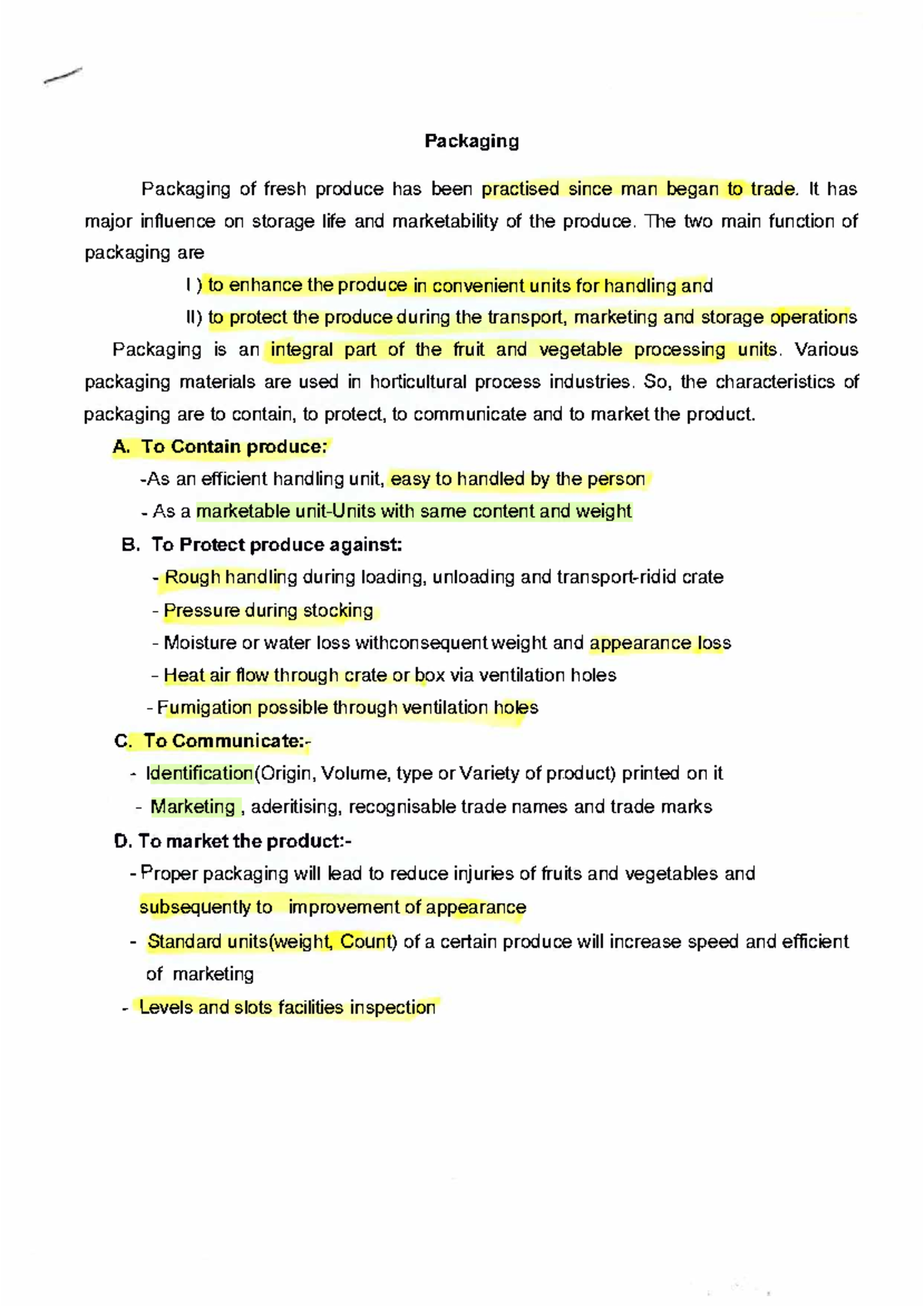 14.1-Packaging in Horticulture: Essential Notes on Fresh Produce - Studocu