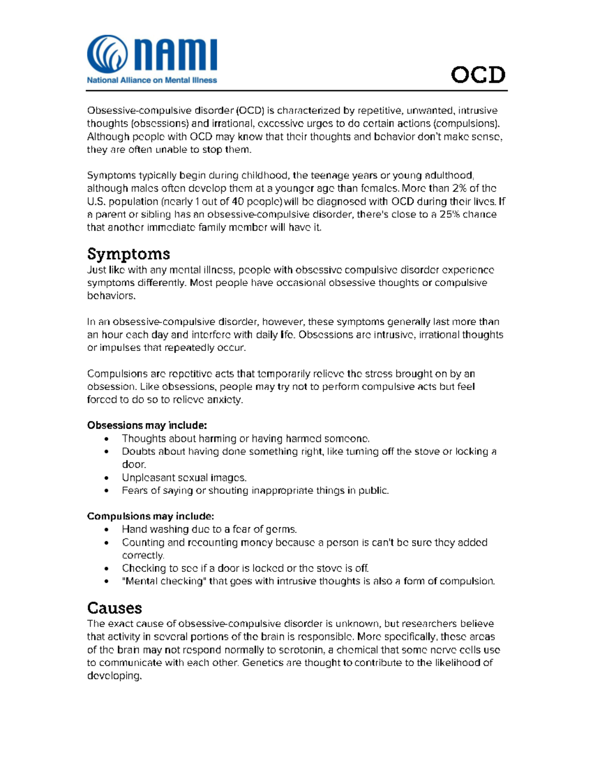 OCD-FS: Understanding Obsessive-Compulsive Disorder - Lecture Notes ...