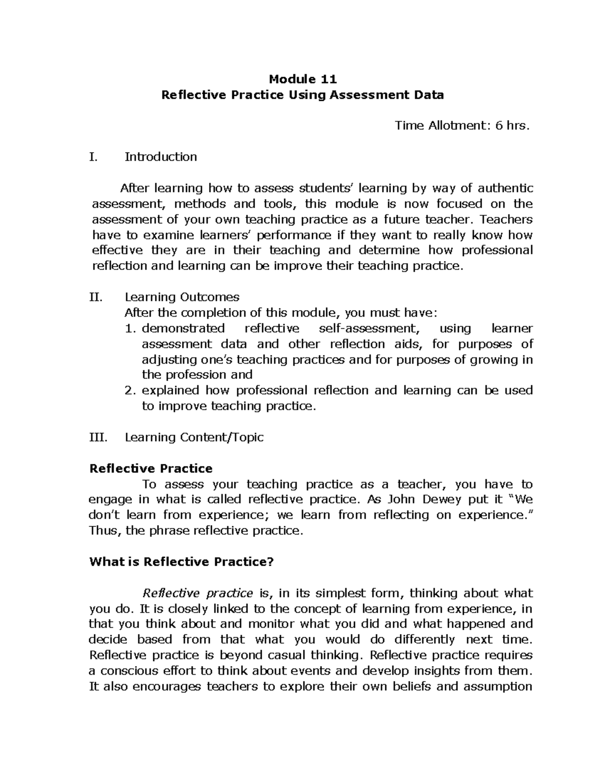 Module 11 ass 2 - Hope this helps - Module 11 Reflective Practice Using ...
