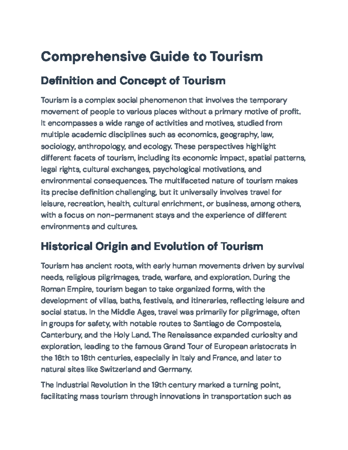 Comprehensive Overview of Tourism Systems and Their Economic Impact ...