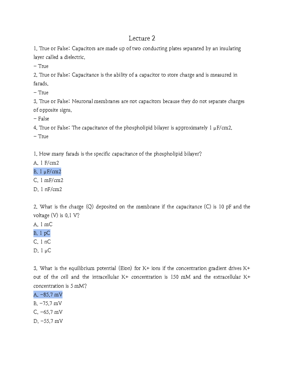 Neuro Midterm-2 Practice Questions & Lecture Notes Summary - Studocu