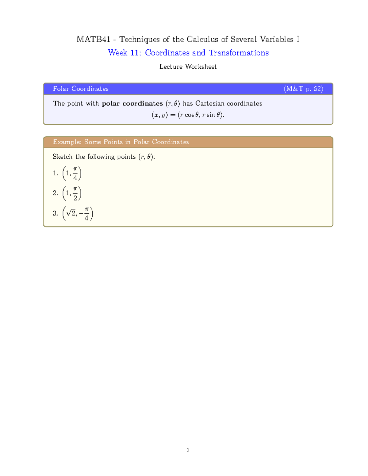 MATB 41 Week 11 Lecture - MATB41 - Techniques of the Calculus of ...