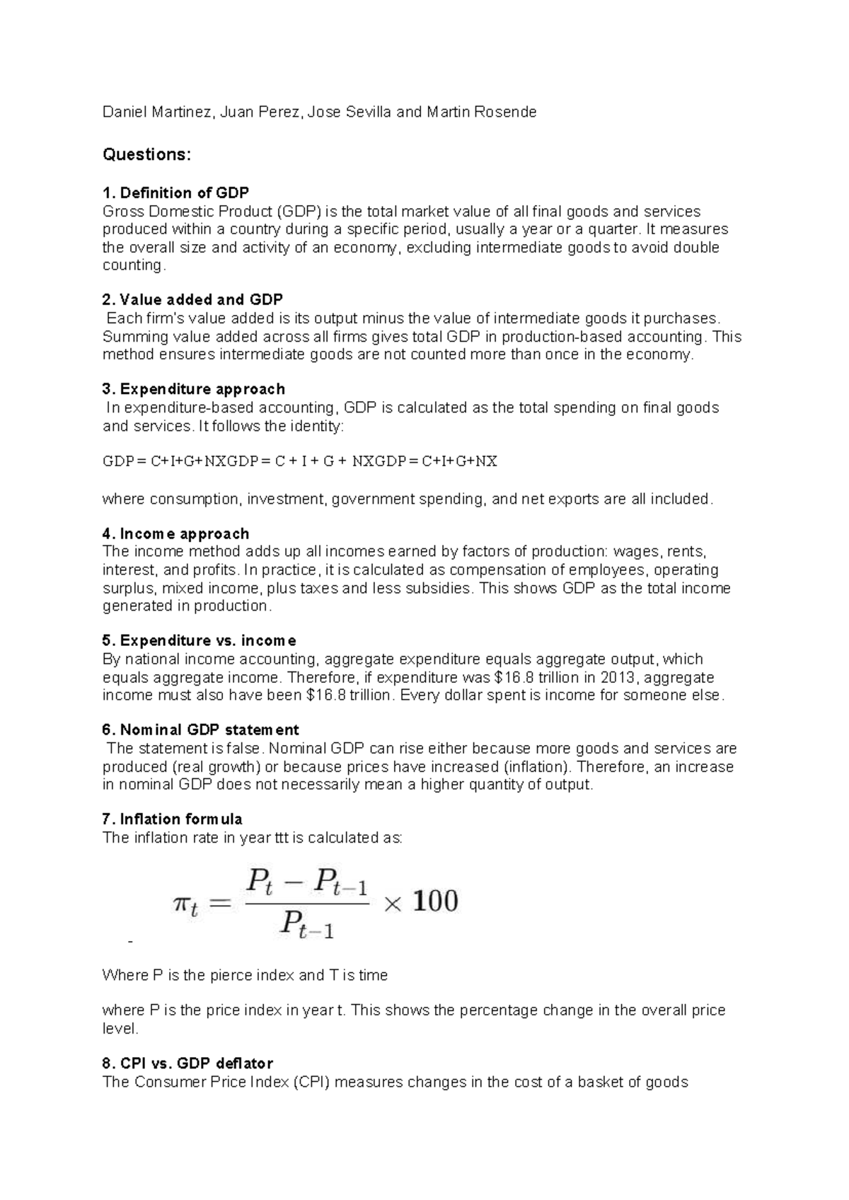 Macroeconomics Assignment: Understanding GDP and Inflation Concepts ...