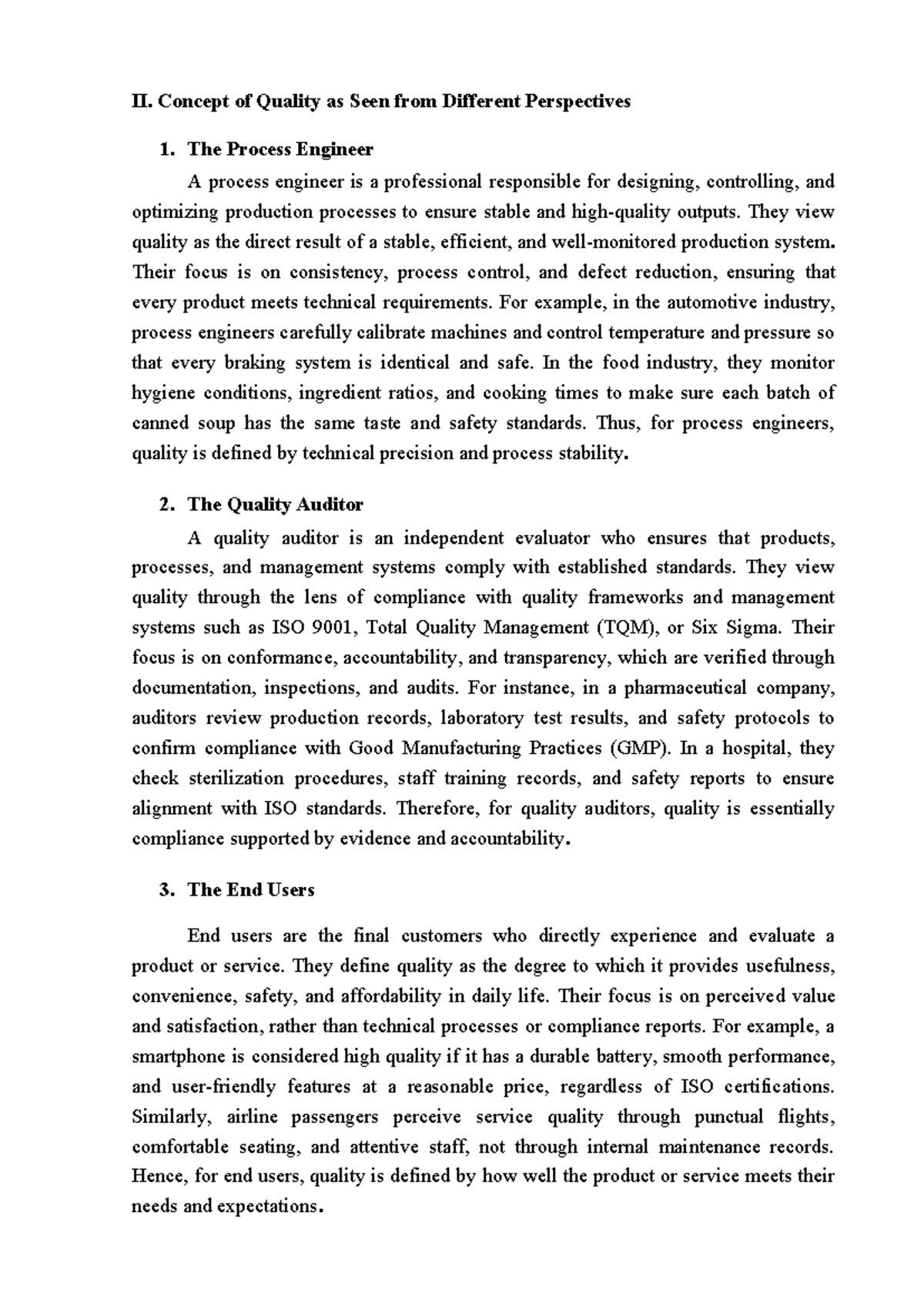 Quality Perspectives in Engineering and Auditing - DVDBBDB - Studocu