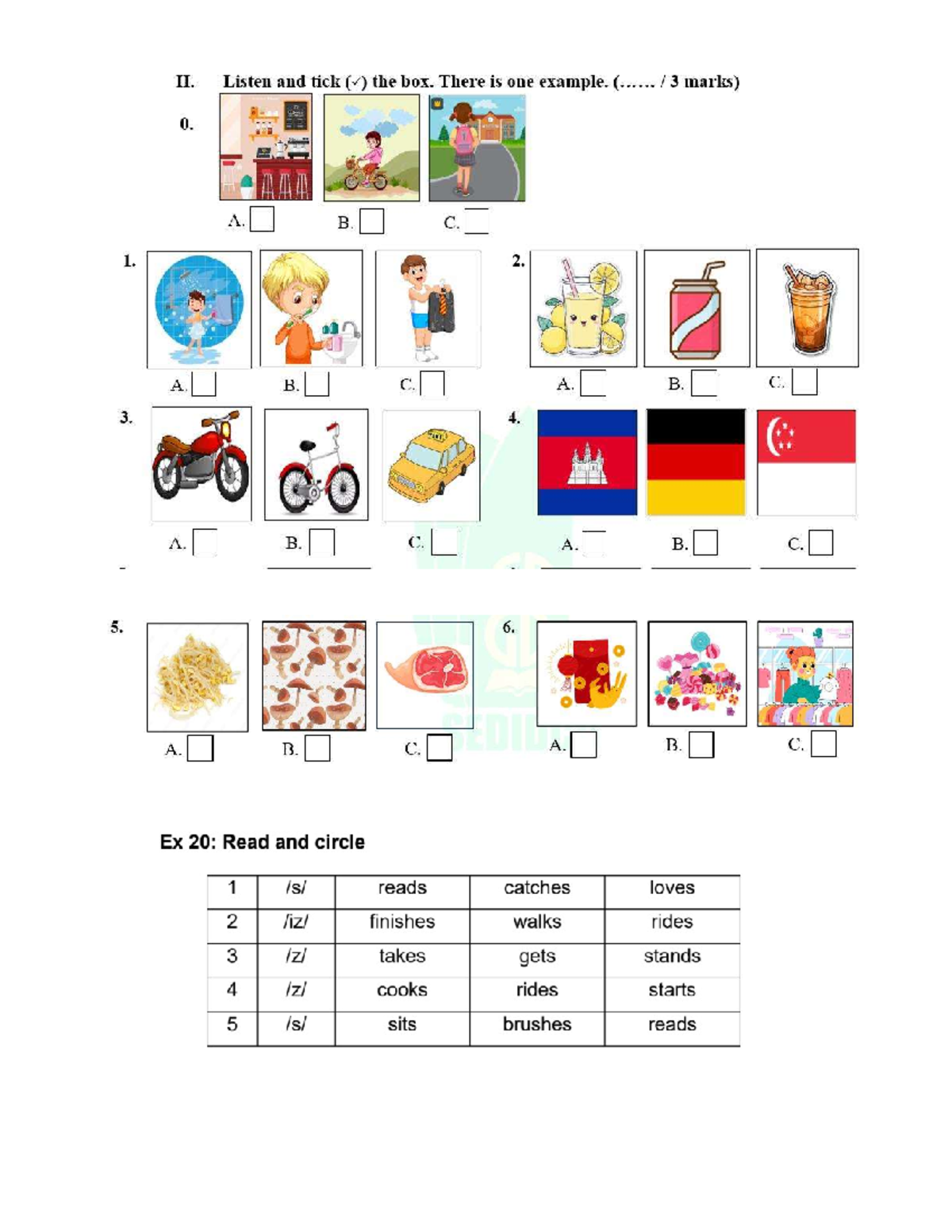 Listening Exercise Revision 030125: Tick the Box and Circle Answers ...