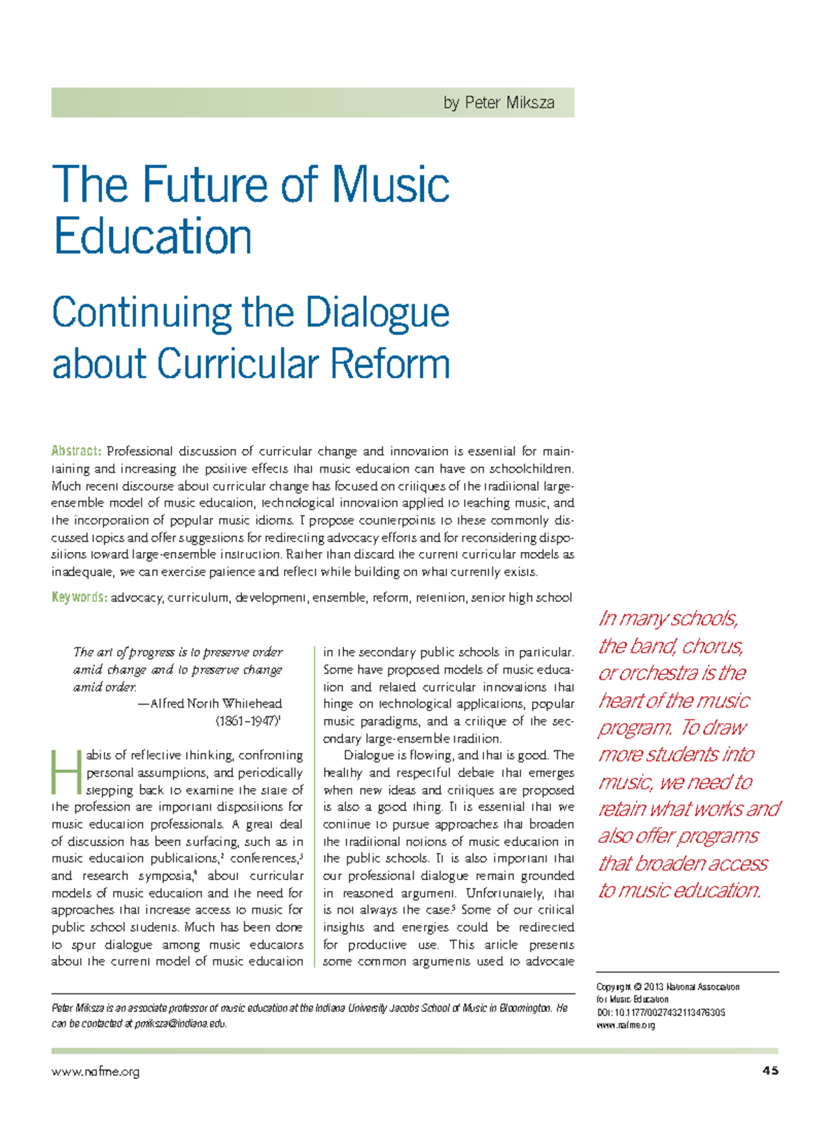 The Future of Music Education Rethinking Secondary Curricula and
