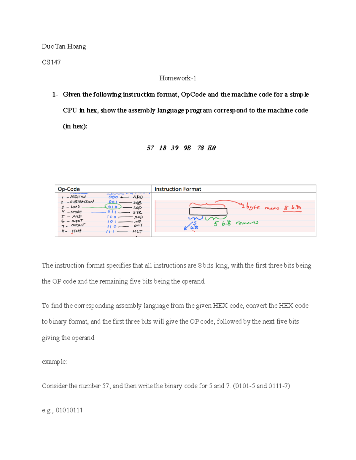 Homework 1 - Duc Tan Hoang CS Homework- 1- Given the following ...