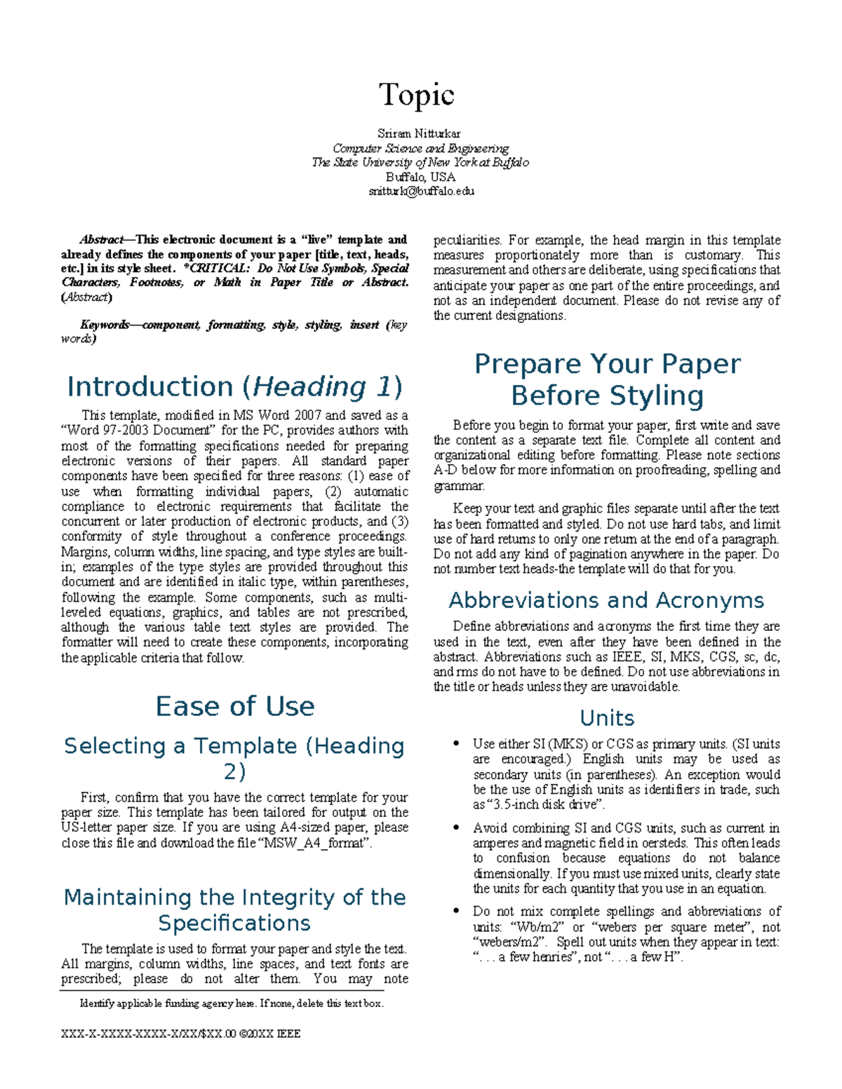 CSE 101: Paper Formatting Guidelines for Conference Submissions - Studocu