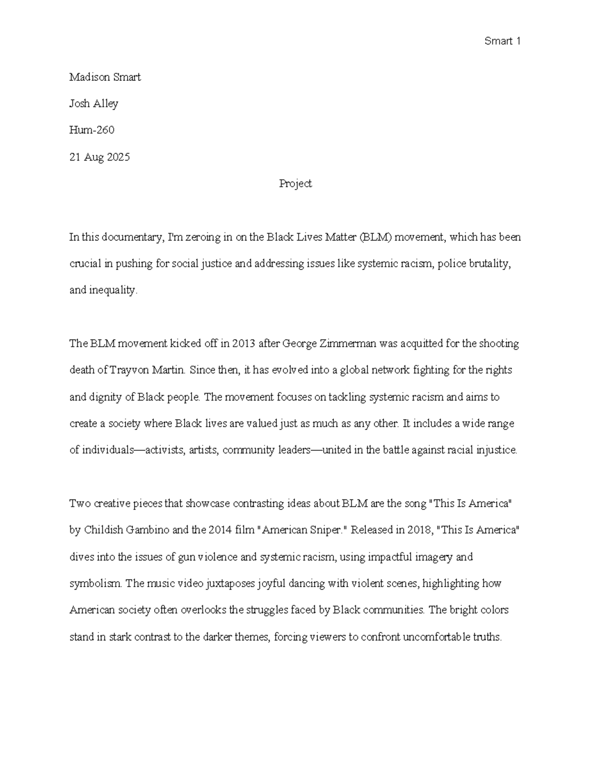 BLM Movement Analysis: Contrasting Perspectives in Art (HUM Project ...