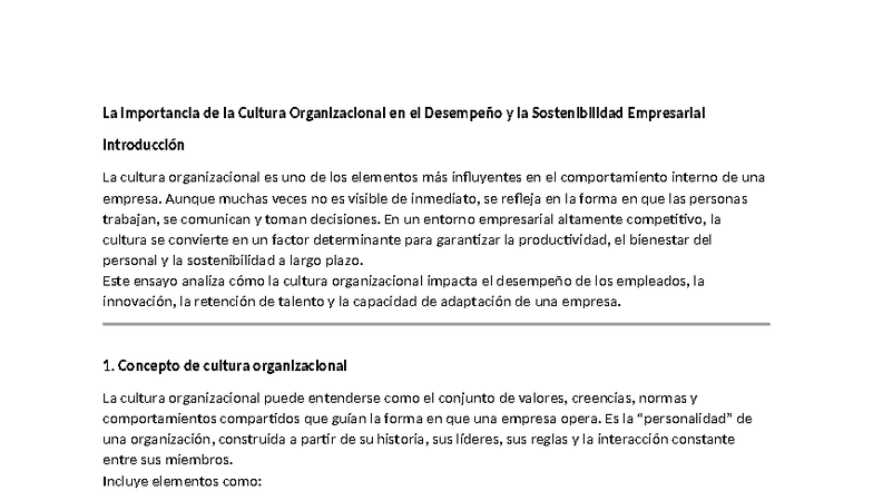 La Cultura Organizacional y su Impacto en el Desempeño Empresarial ...