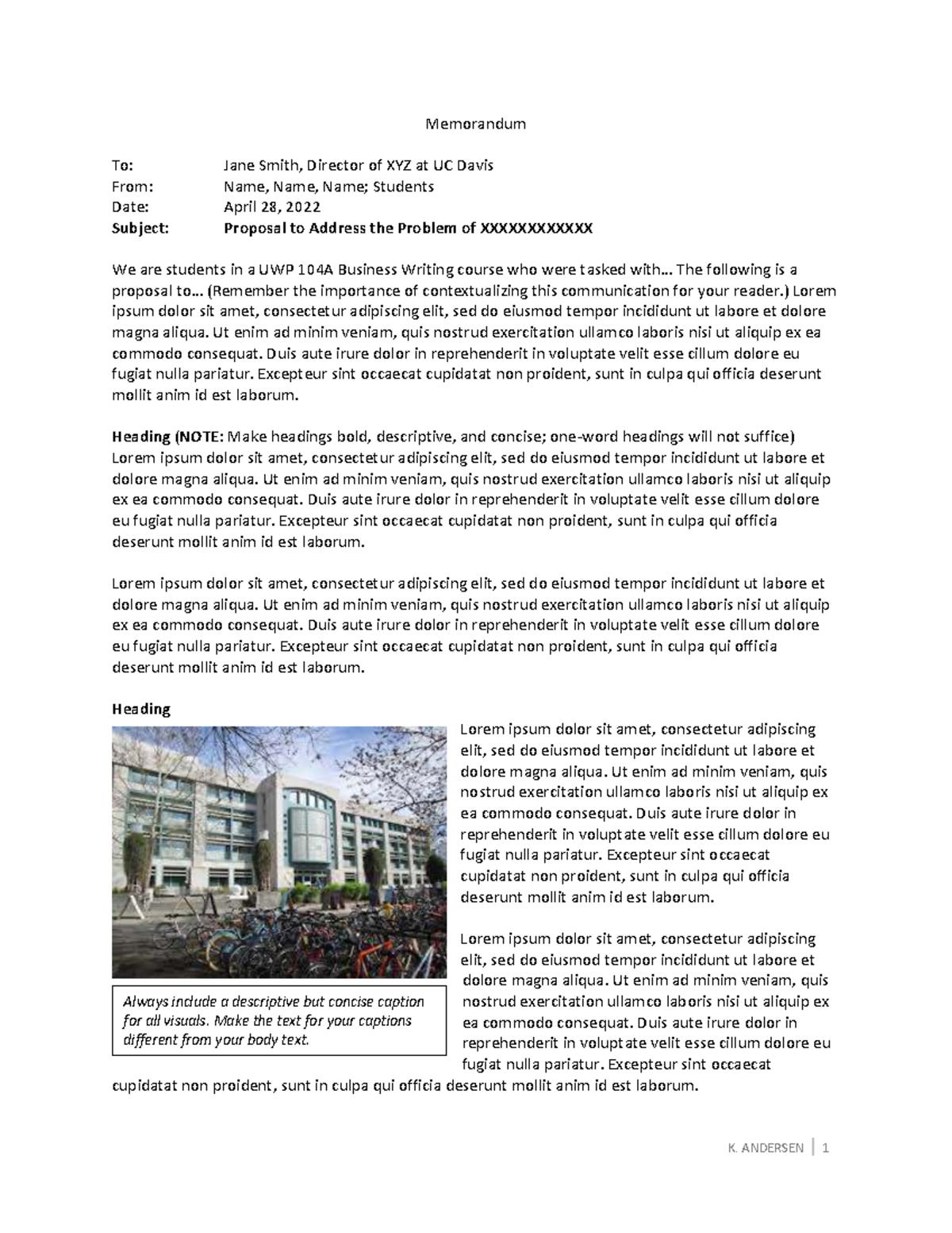 UWP 104A Proposal Memo Formatting Notes - Spring 2022 - Studocu