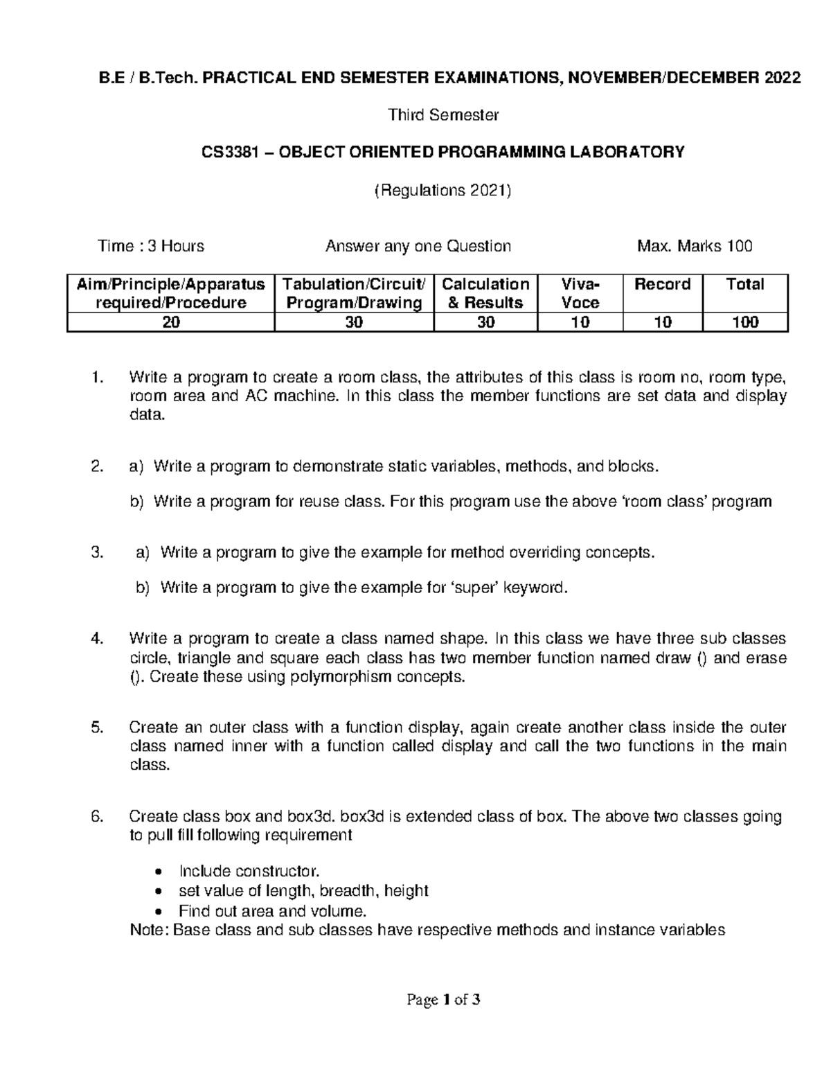 CS3381 SET4 - Lab question - Page 1 of 3 B / B. PRACTICAL END SEMESTER ...