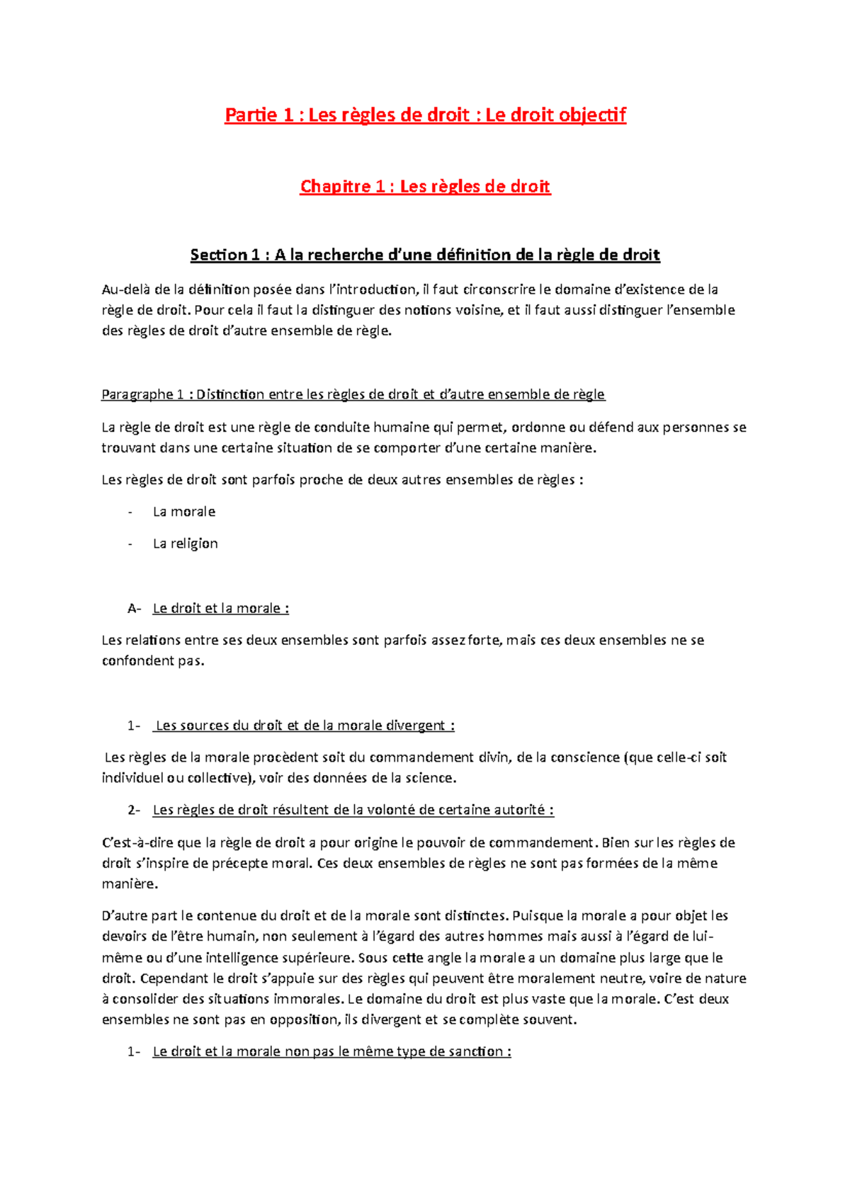 Chapitre 1 : Distinctions et Concepts Fondamentaux du Droit - Studocu