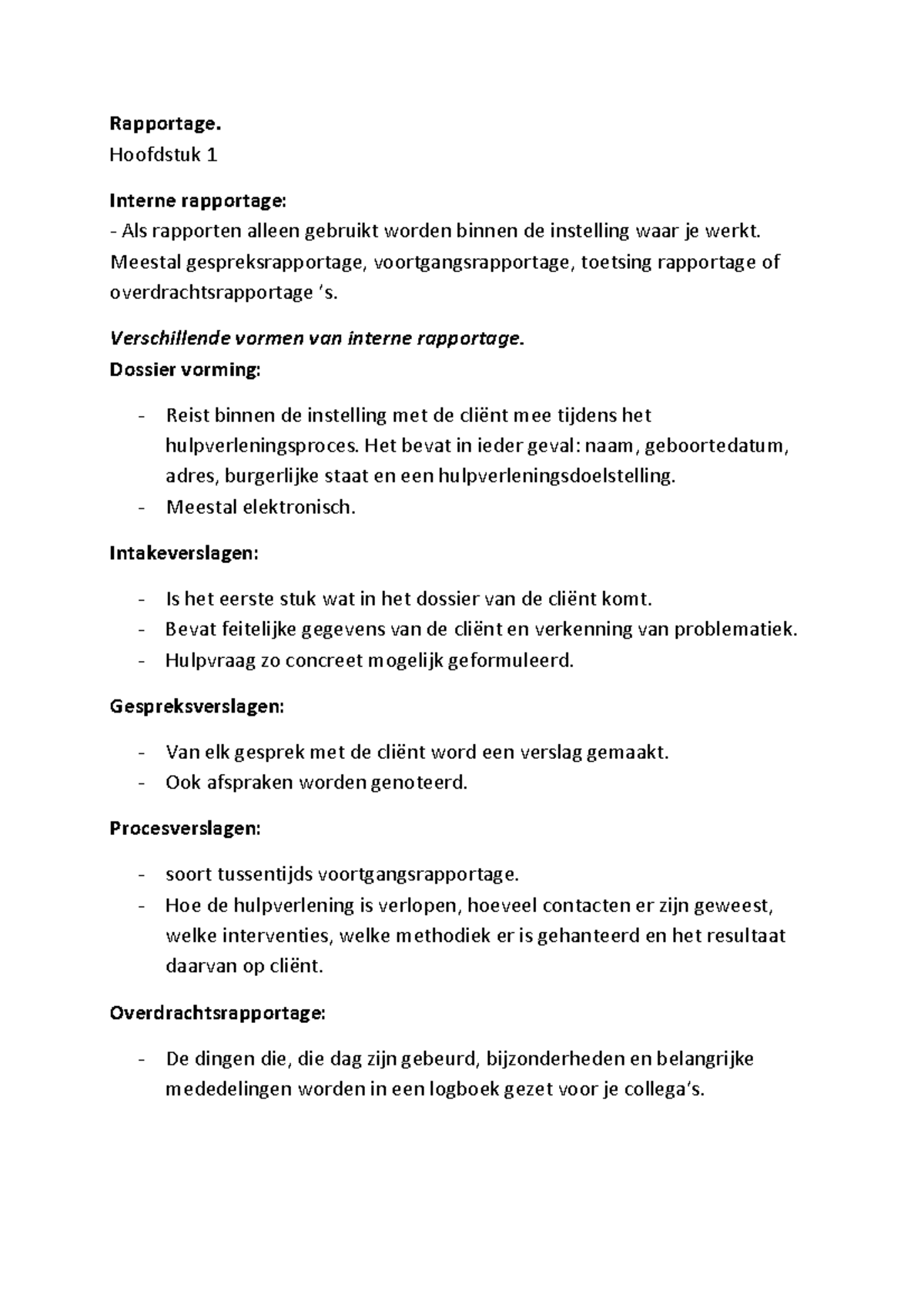 Rapportage samenvatting en Richtlijnen voor Effectieve Rapportage ...
