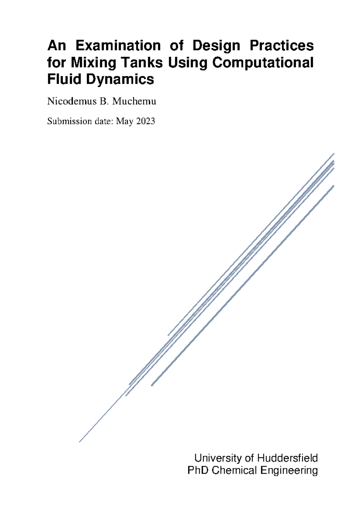 CFD Analysis of Mixing Tank Design Practices (PhD Chemical Engineering ...