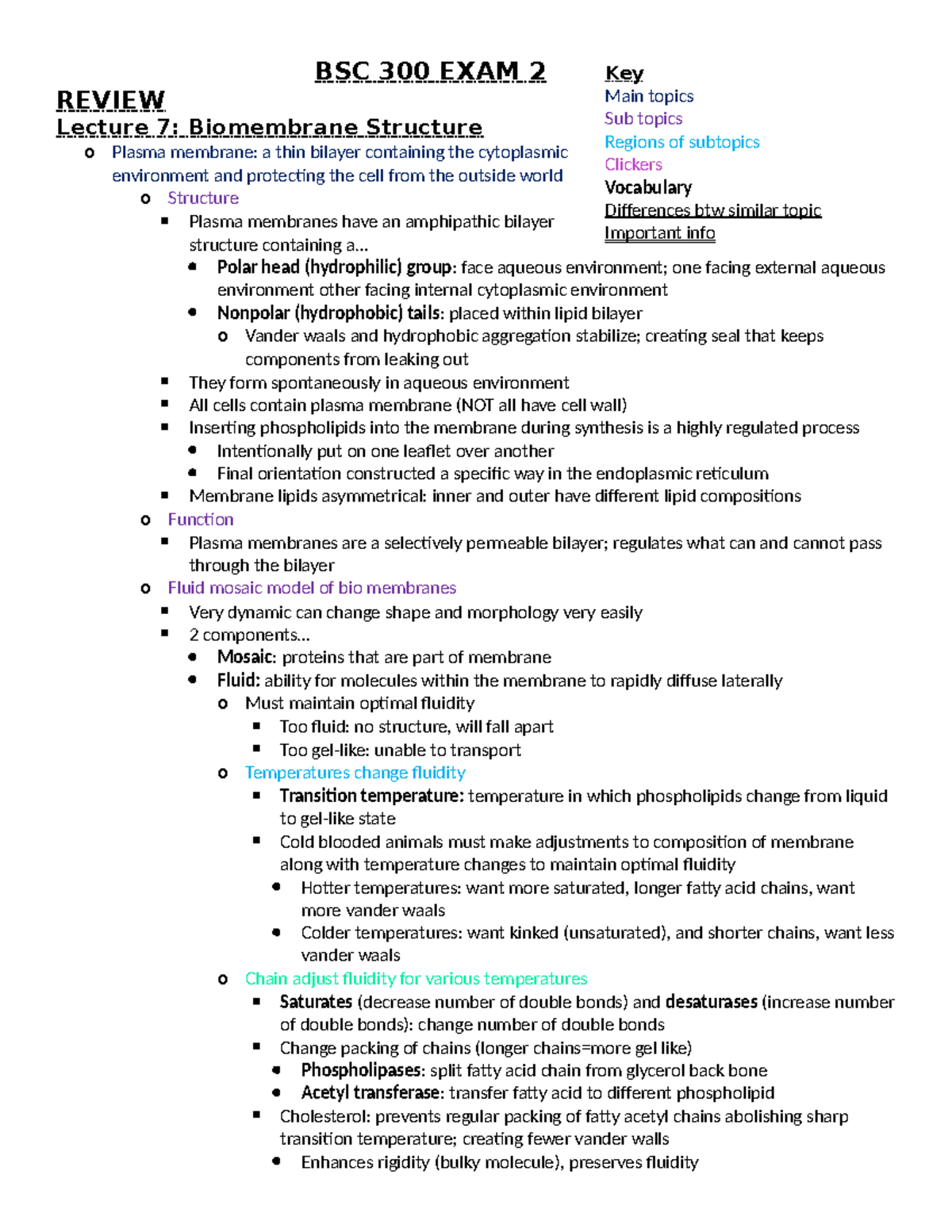 BSC 300 EXAM 2 Review: Key Concepts from Lectures 7-9 - Studocu
