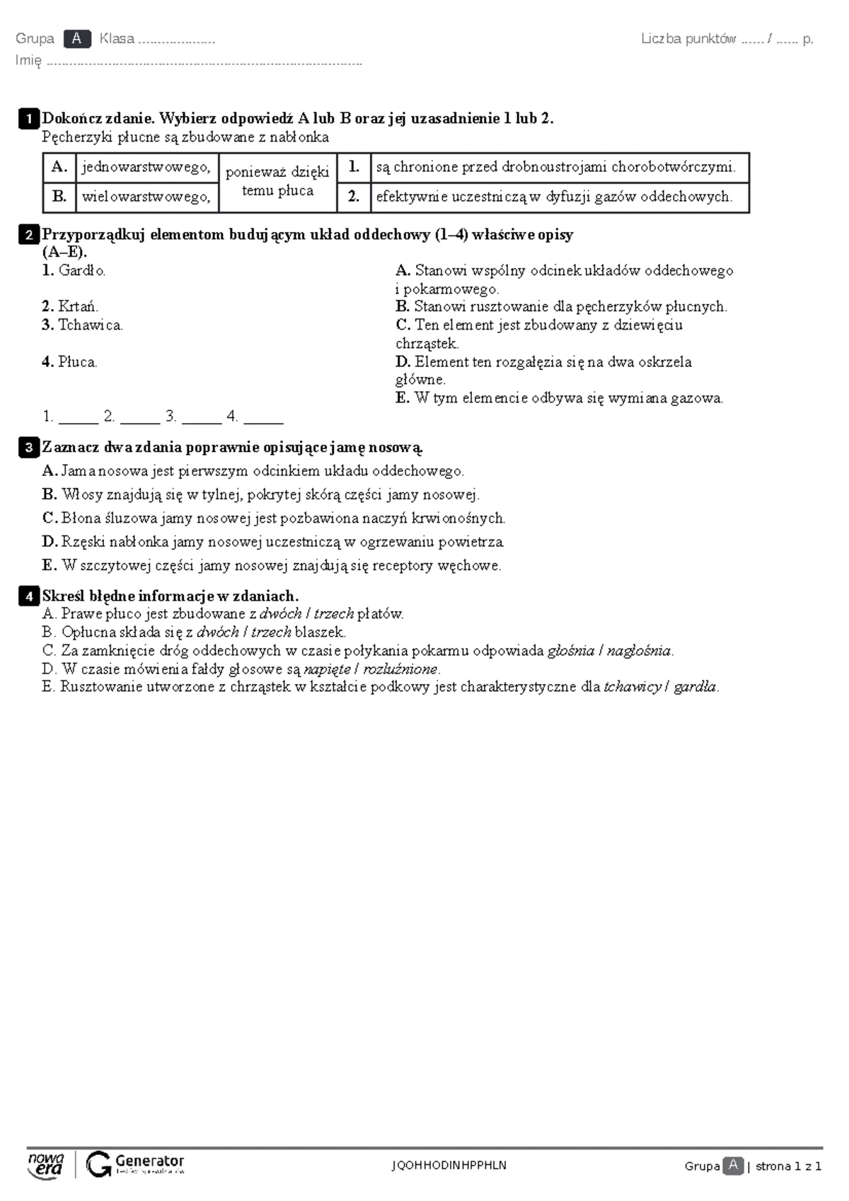 Układ Wydalniczy Sprawdzian Klasa 7 Odpowiedzi www.studocu.com