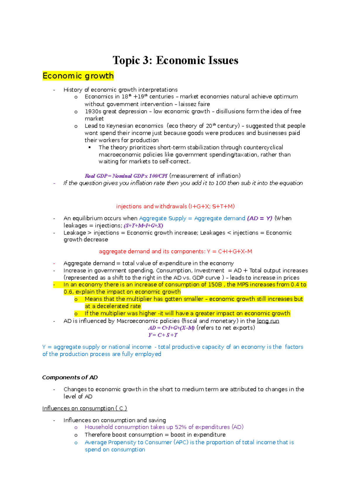 Topic 3: Economic Issues - Understanding Economic Growth and Policies ...