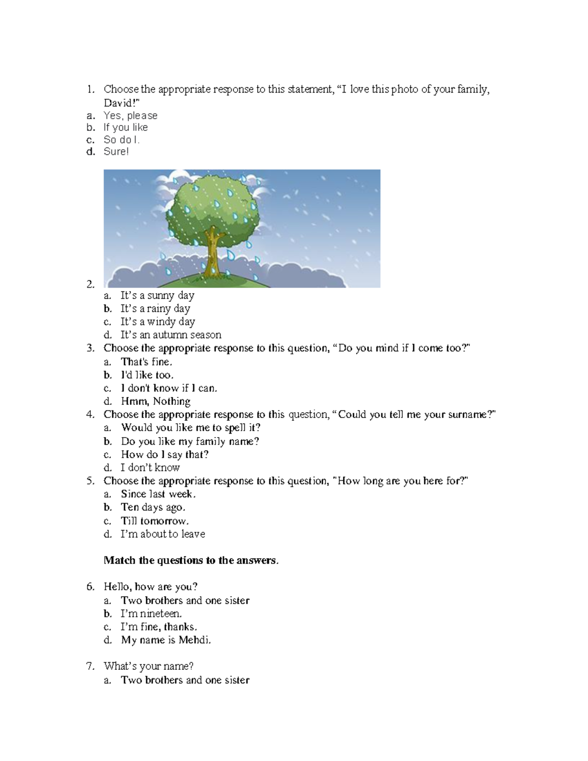 POST-TEST Questions - English Language Practice (ENG 101) - Studocu