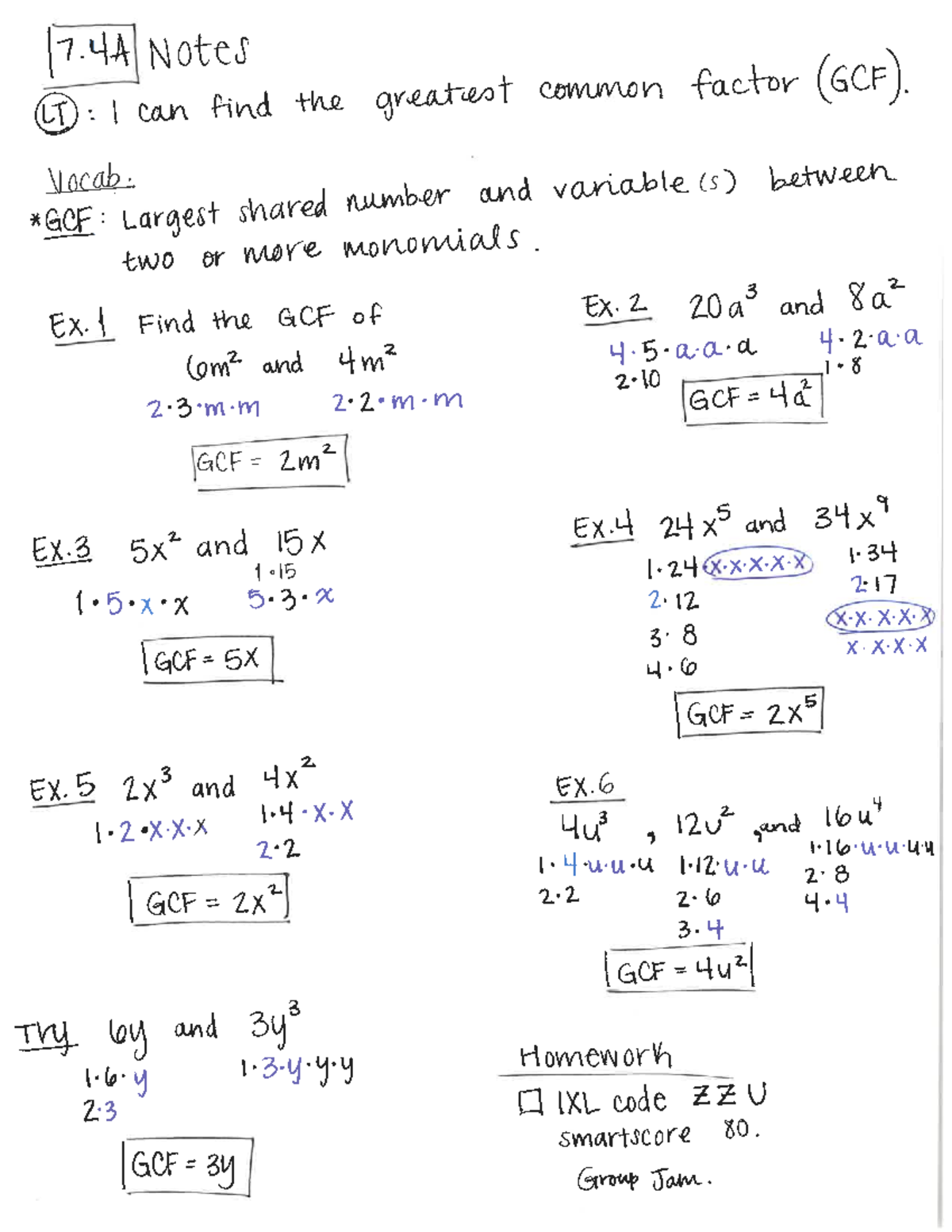 7.4A GCF Notes: Finding the Greatest Common Factor Explained - Studocu