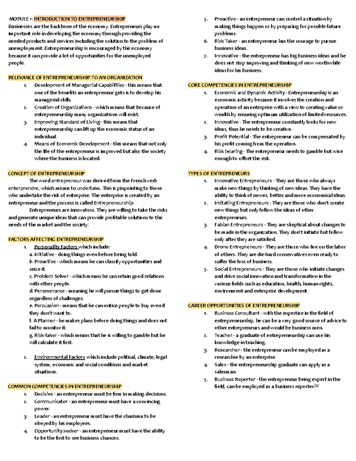 Entrep 101: Module 1-2 Overview of Entrepreneurship Concepts - Studocu