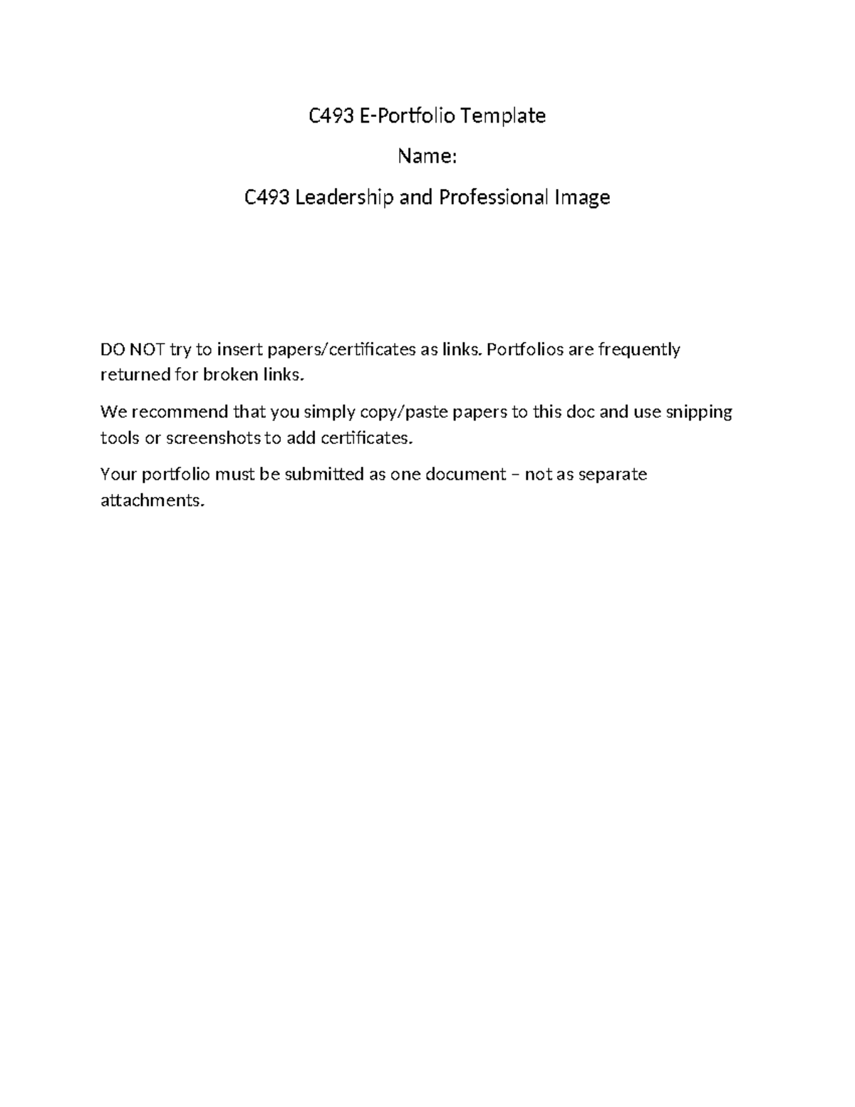 C493 Portfolio Template 0424 - C493 E-Portfolio Template Name: C493 ...