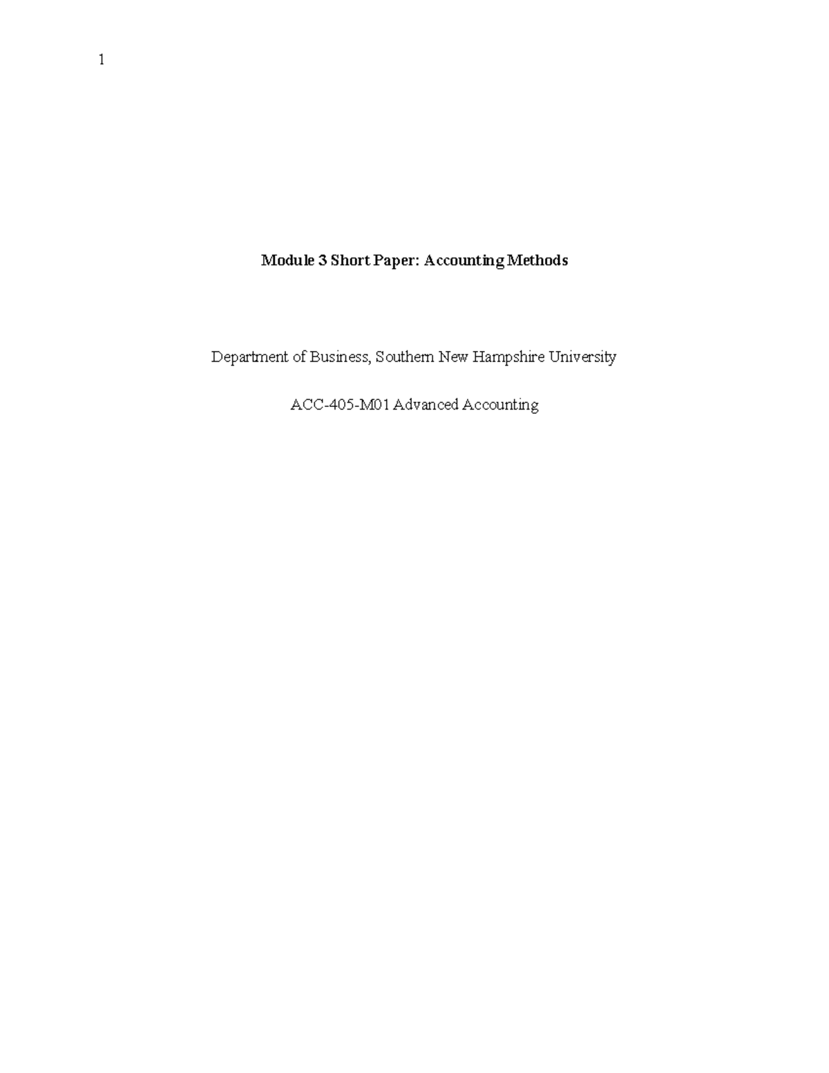 Module 3 Short Paper: Accounting Methods Under U.S. GAAP - Studocu