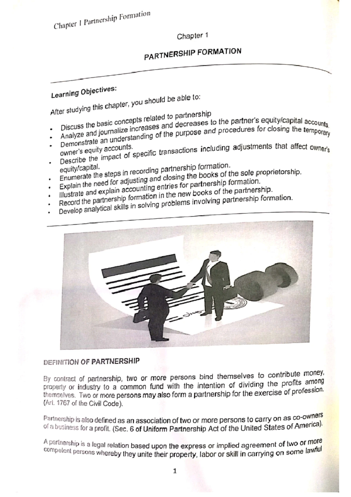 Chapter 1 Partnership Formation Overview - Summary of Key Concepts ...