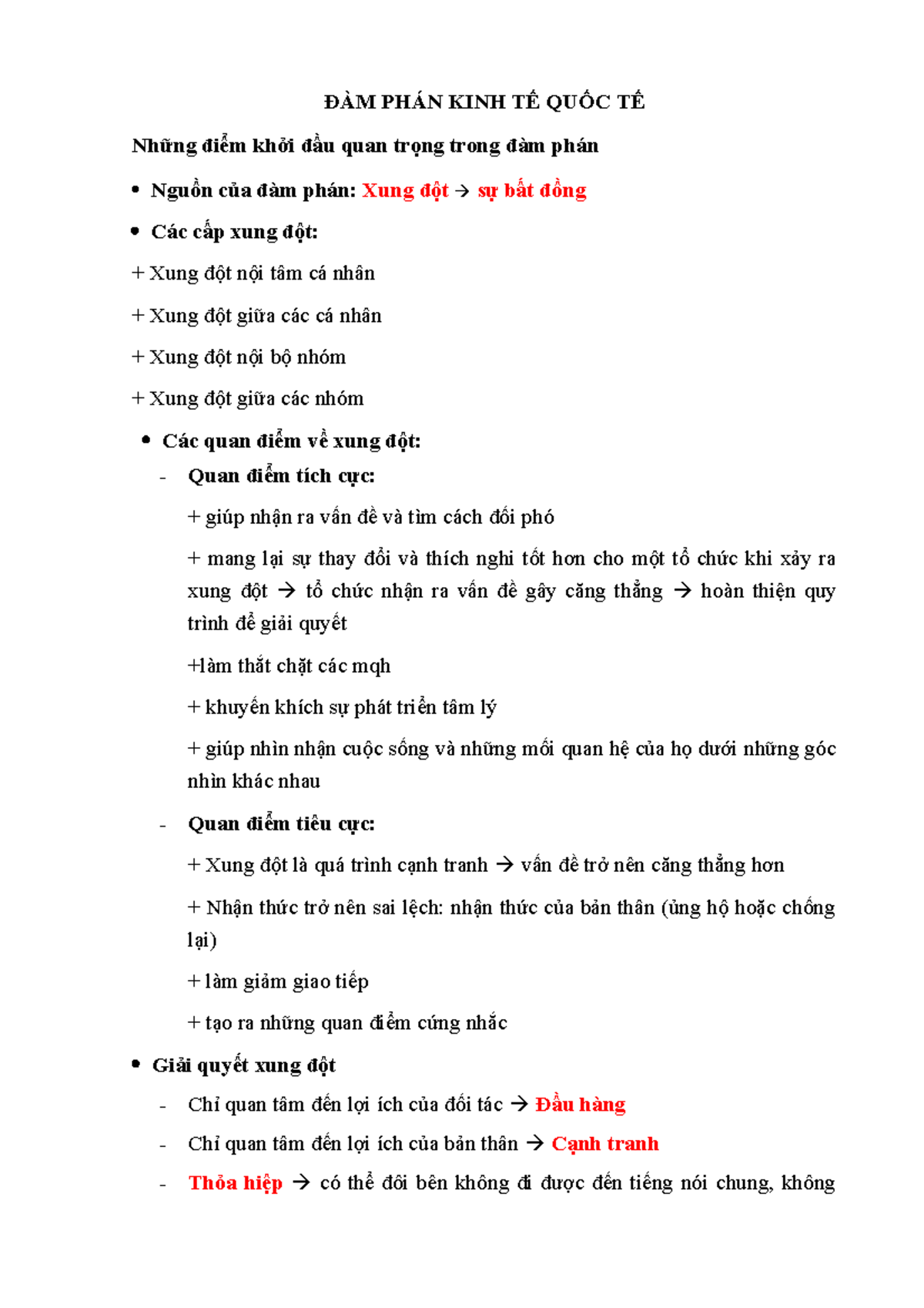 Đàm Phán Kinh Tế Quốc Tế - Ghi Chú và Phân Tích Cơ Bản - Document Preview