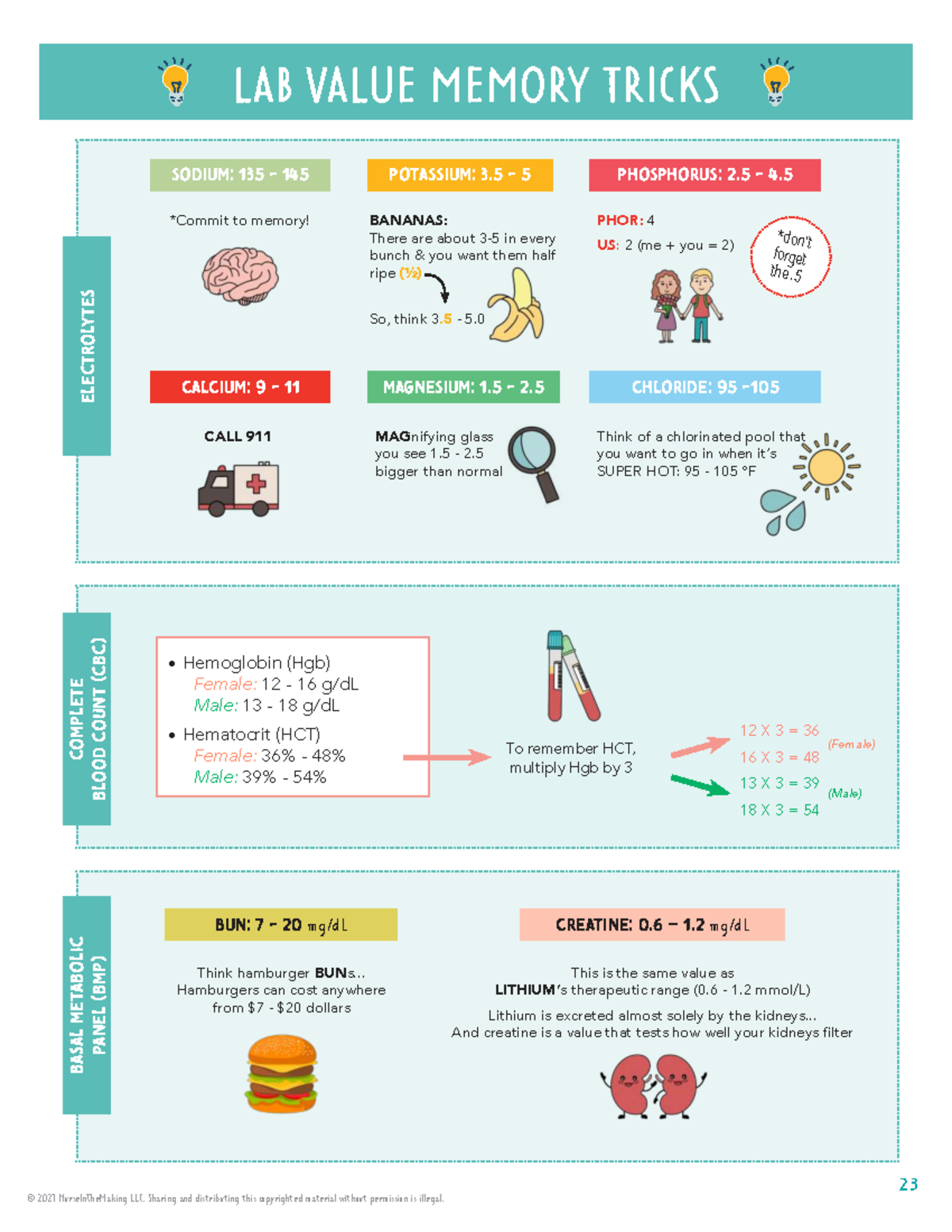 CNSB Electrolyte Lab Values: Memory Tricks & Mnemonics - Studocu