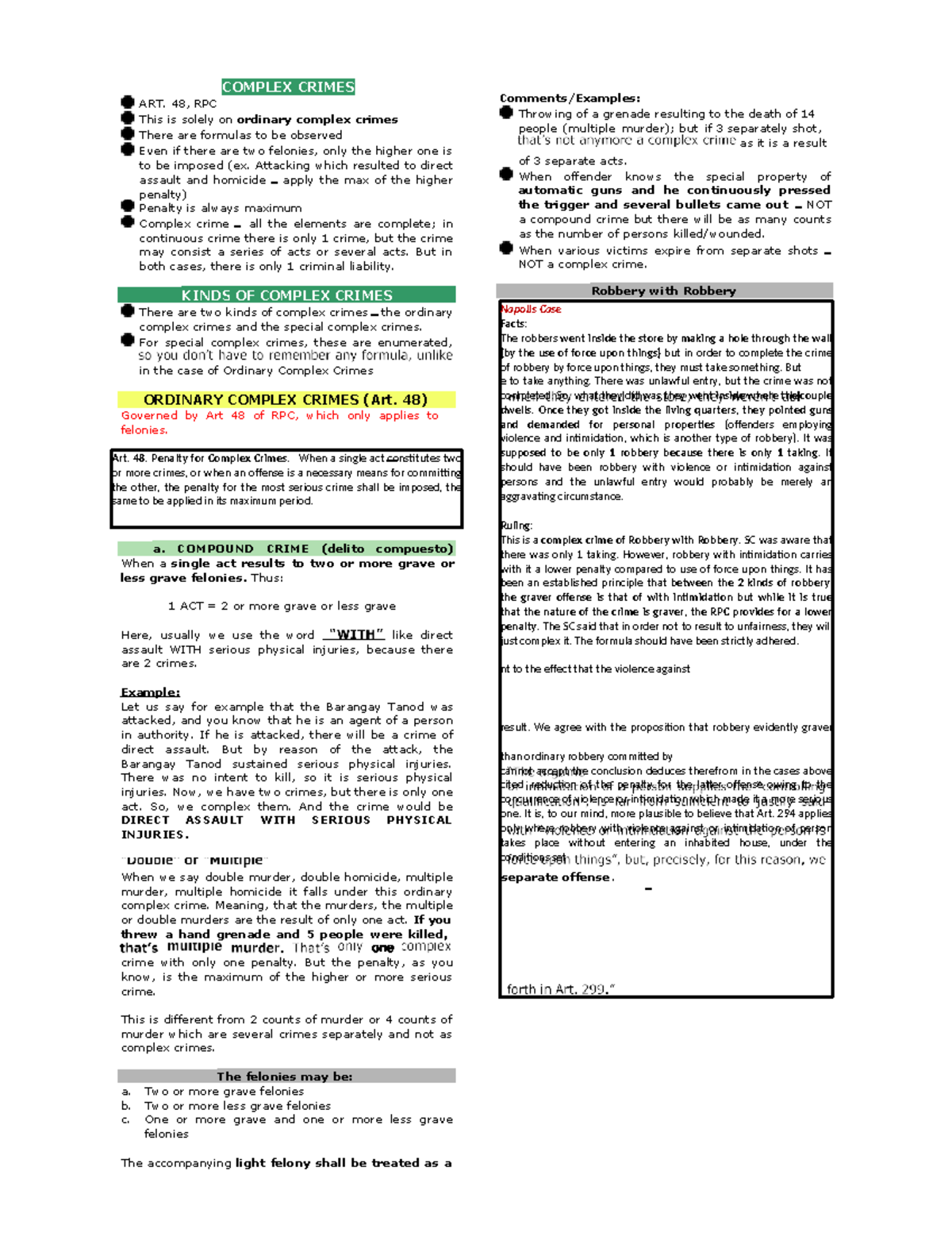 Complex Crimes: Understanding Ordinary Complex Crimes under Art. 48 ...
