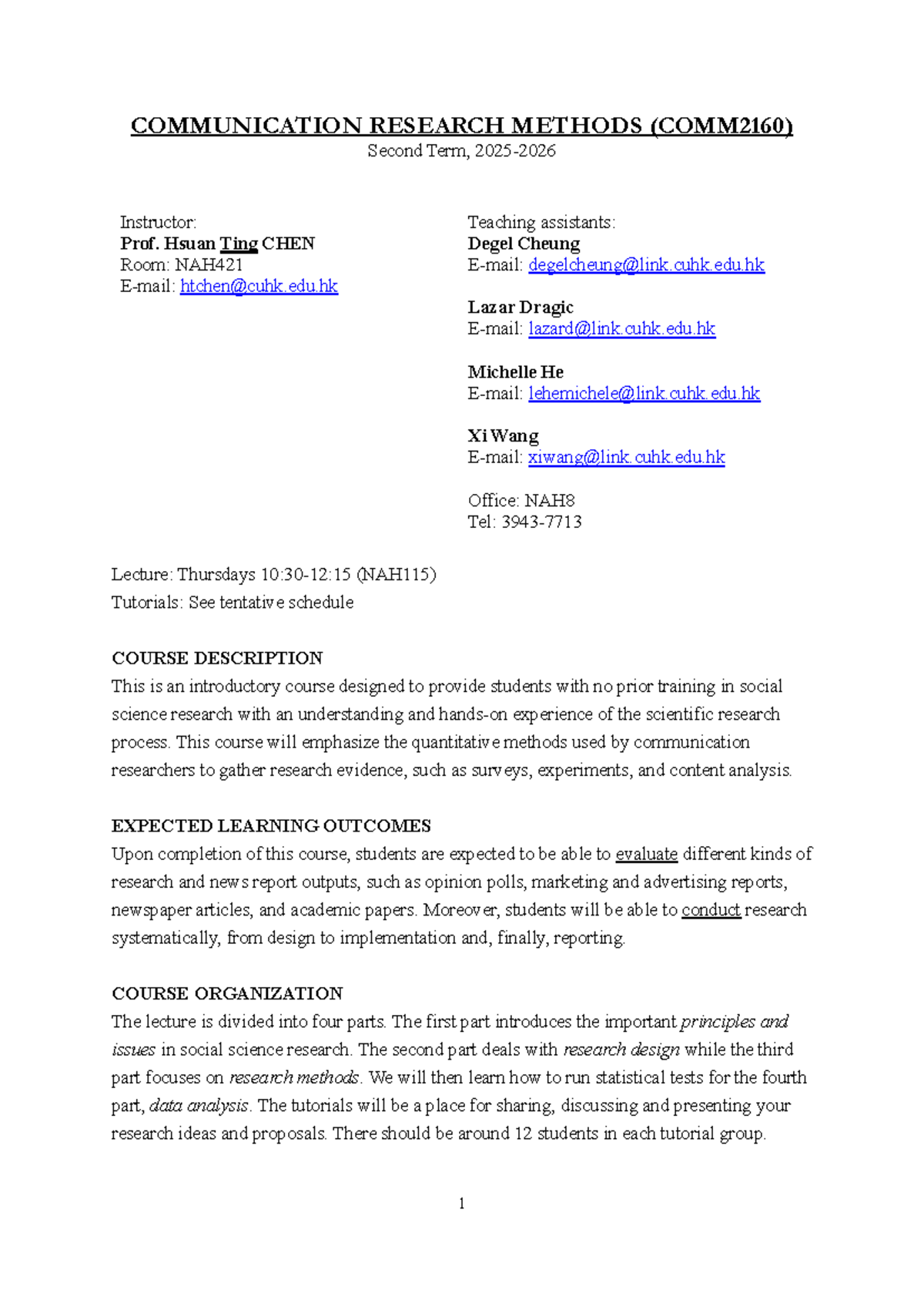 COMM2160 Communication Research Methods: Course Overview & Schedule ...
