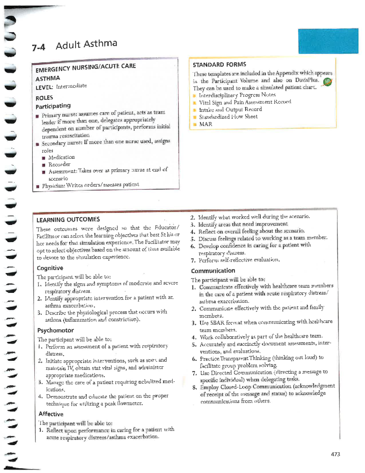 NURS 432 Adult Asthma Emergency Care Simulation Guide - Studocu
