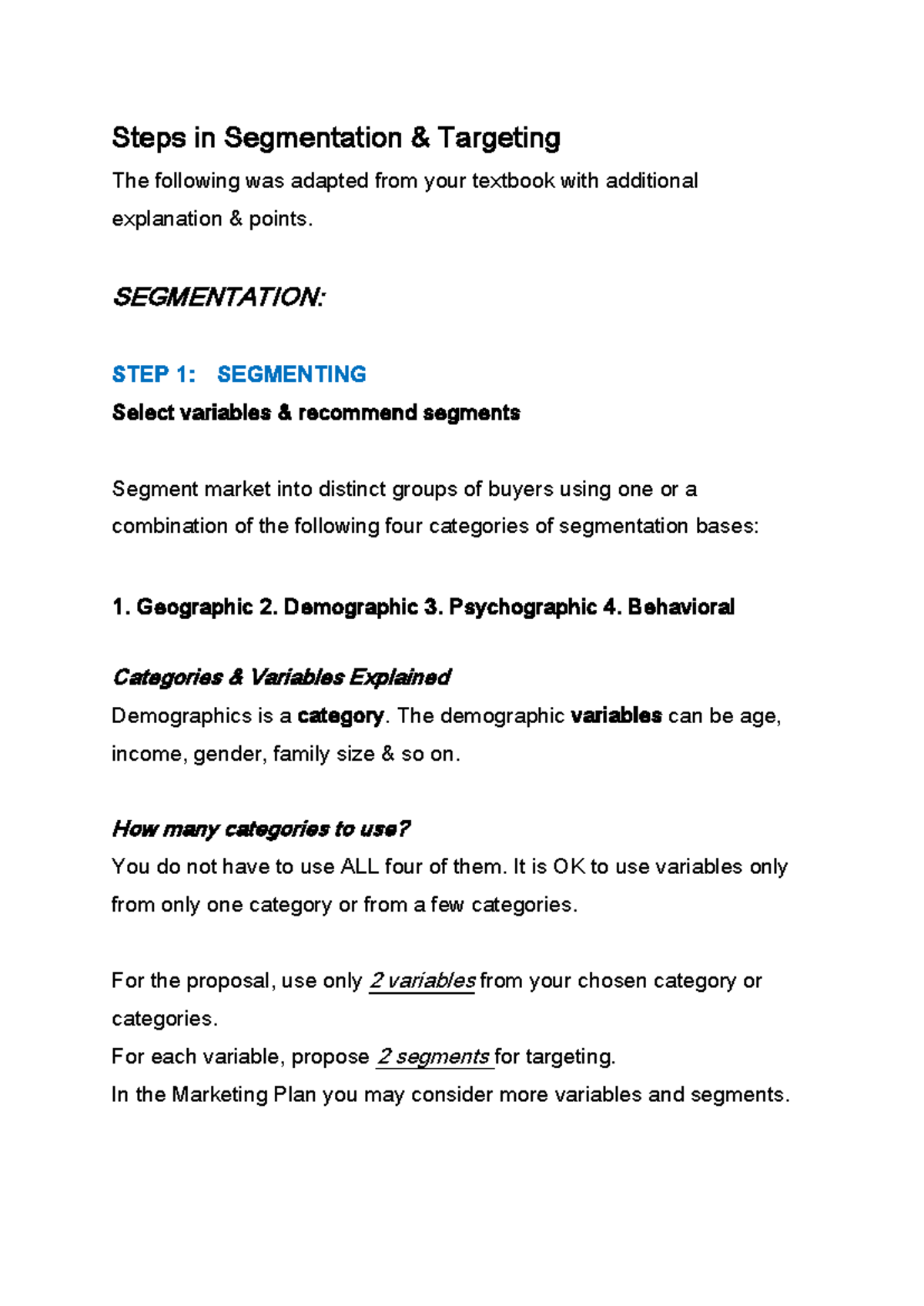 Steps in Segmentation & Targeting S1-2025 Guide - Studocu