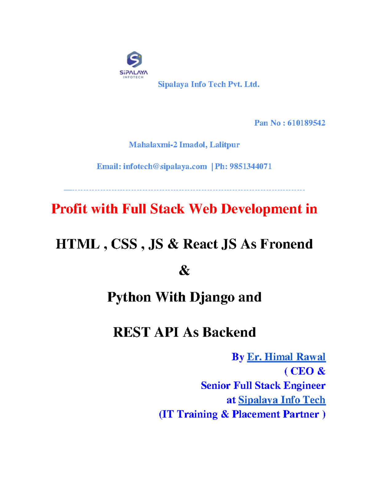 Full Stack Master Course Syllabus (IT-101): HTML, CSS, JS, Python ...