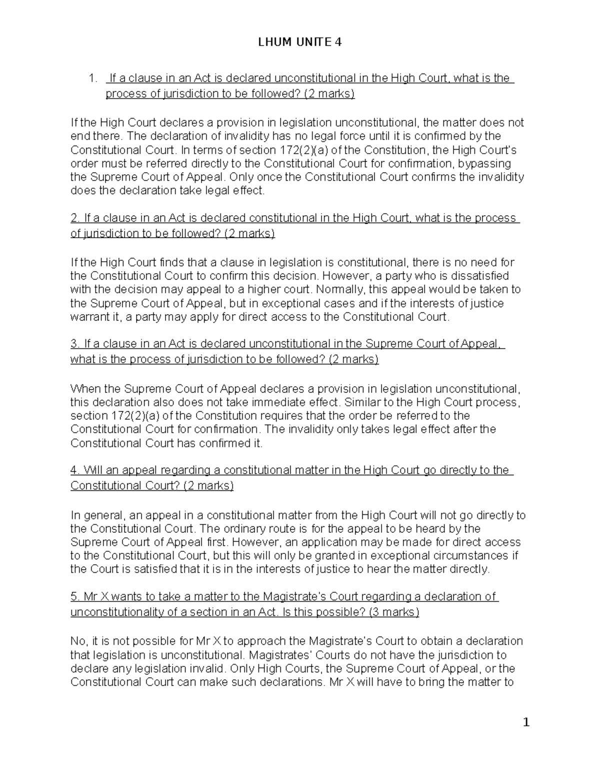 LHUM 4 - Study Notes & Practice Questions on Jurisdiction and Law - Studocu