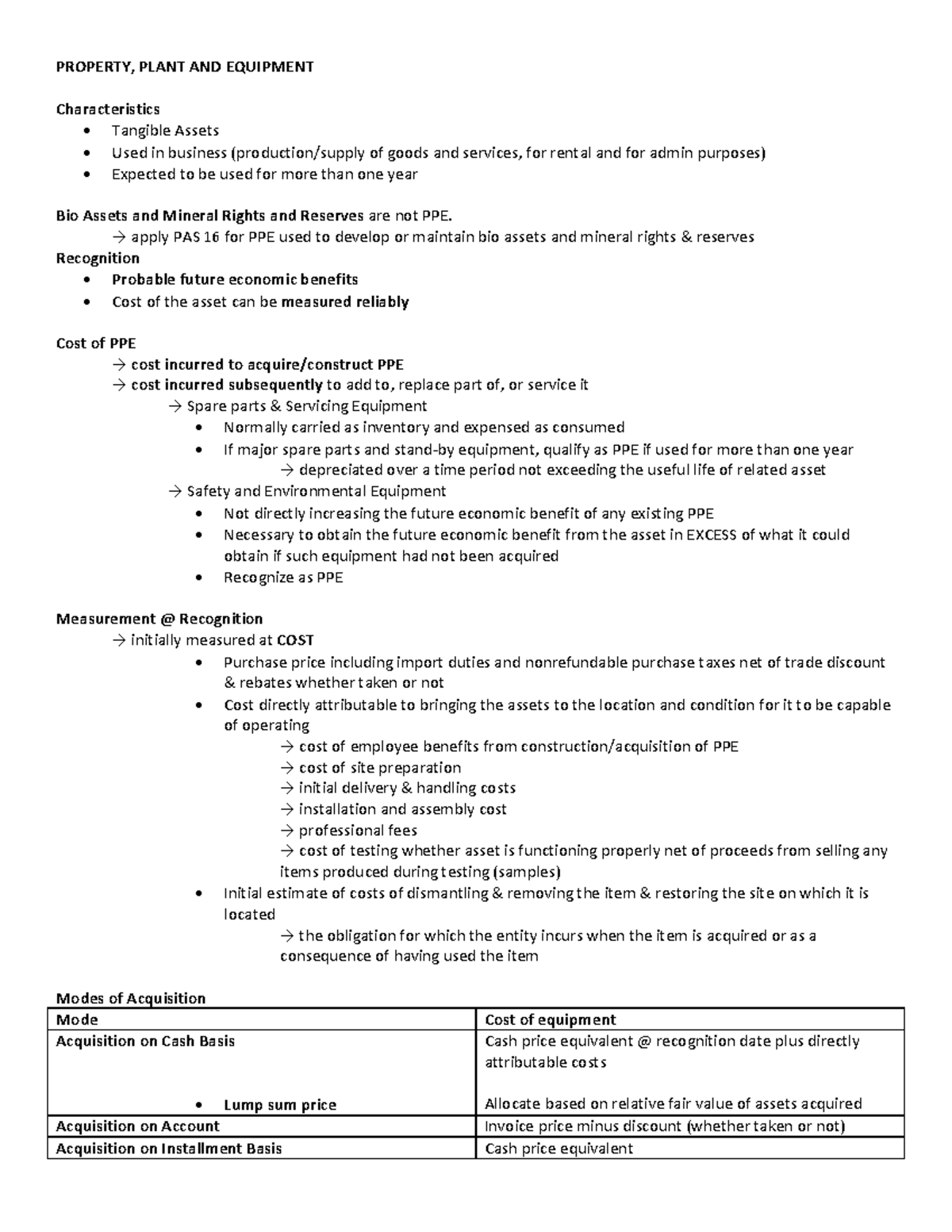 PPE Overview and Key Concepts (FIN 101) - Studocu