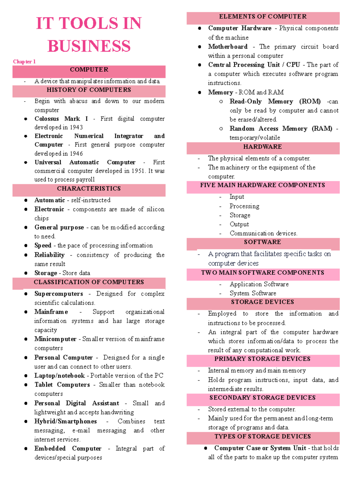 IT-TOOL-101: Comprehensive Overview of IT Tools in Business - Studocu