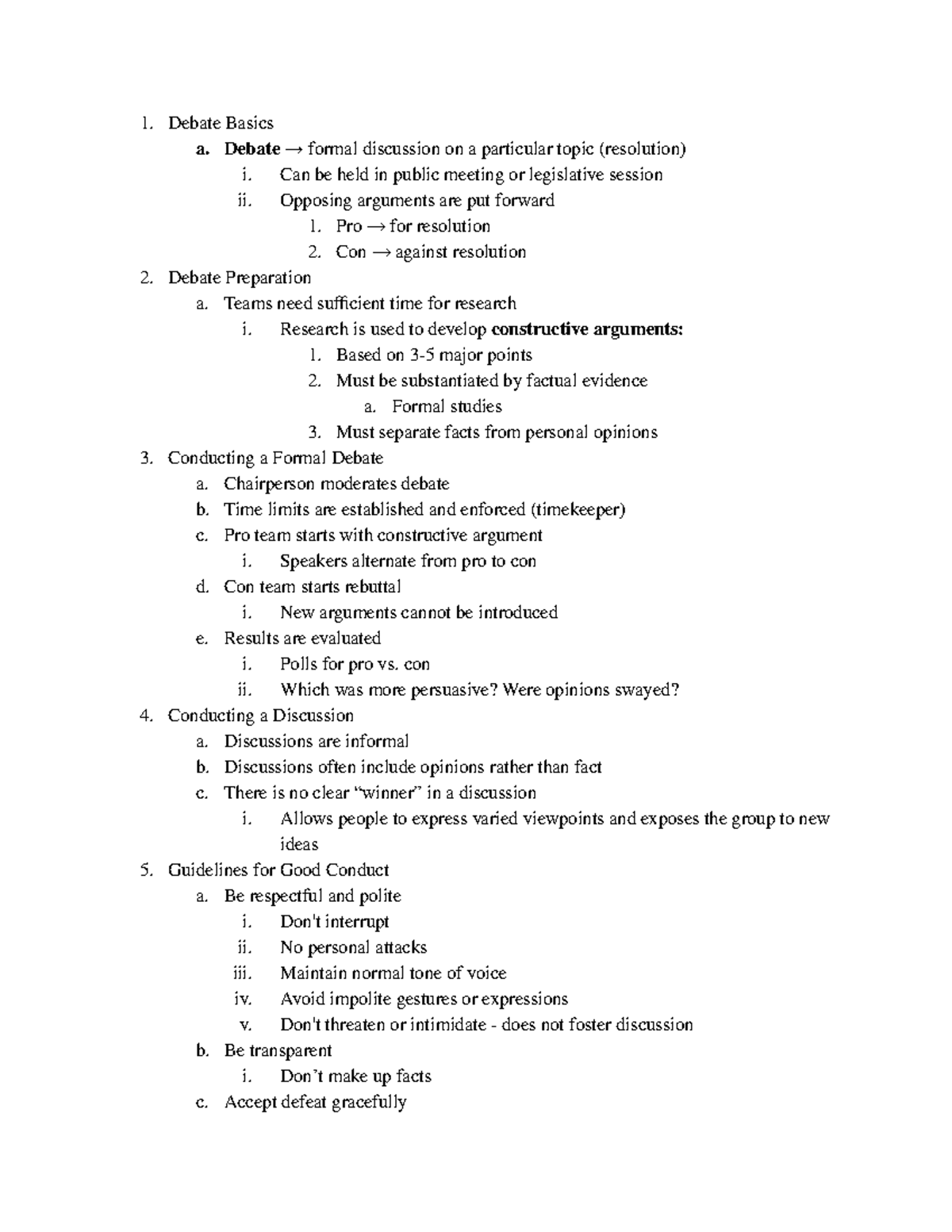 ICS 101: Debate Basics and Ethical Issues in Discussions - Studocu