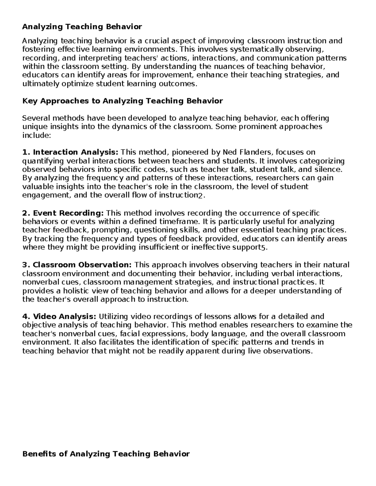 Analyzing Teaching Behavior: Strategies for Effective Classroom ...