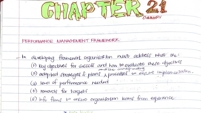 CHAPT SUMMARY: PERFORMANCE MANAGEMENT FRAMEWORK (PM 101) - Studocu