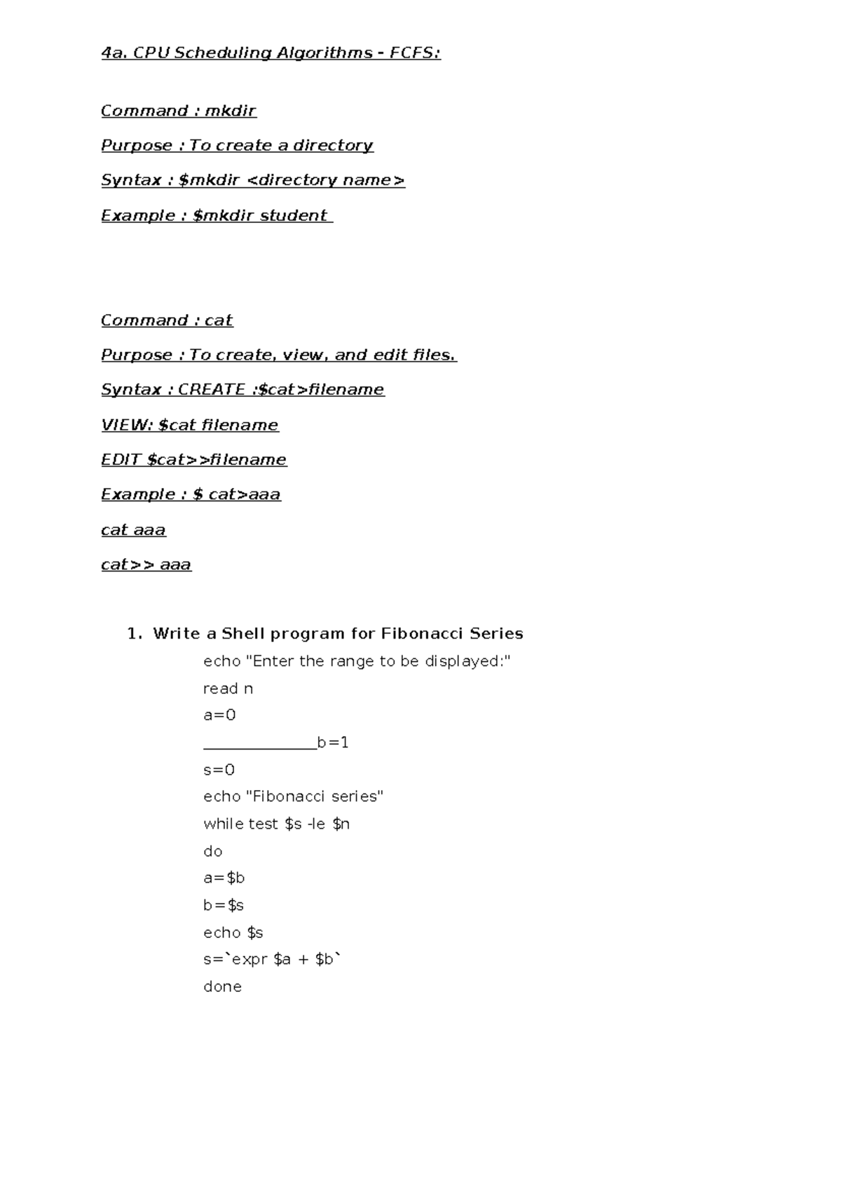 4a. CPU Scheduling Algorithms FCFS: Shell Commands and Memory ...