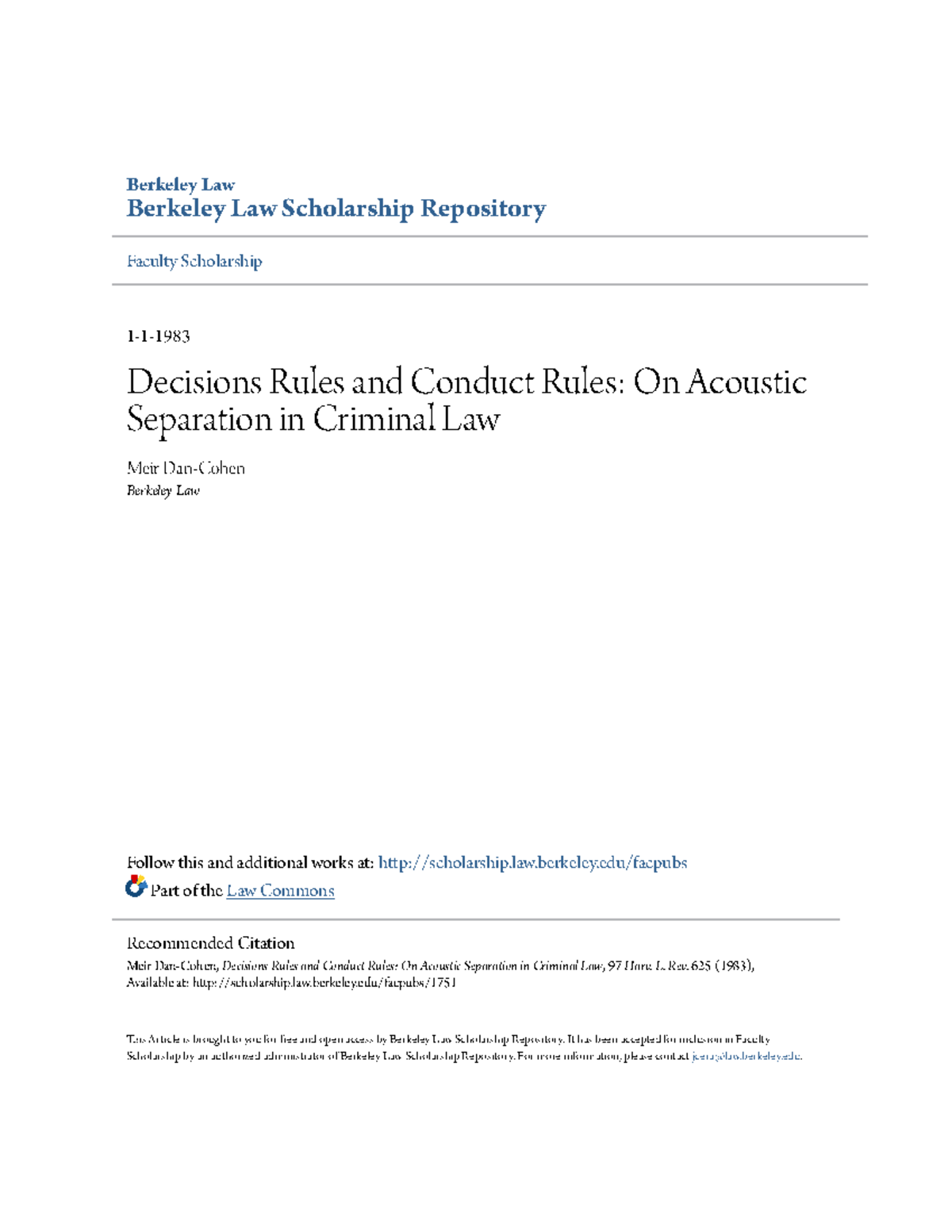 Decisions Rules and Conduct Rules- On Acoustic Separation in Criminal ...