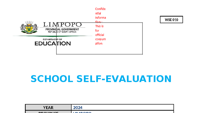 SSE 2024 - Comprehensive School Self-Evaluation Report - Studocu