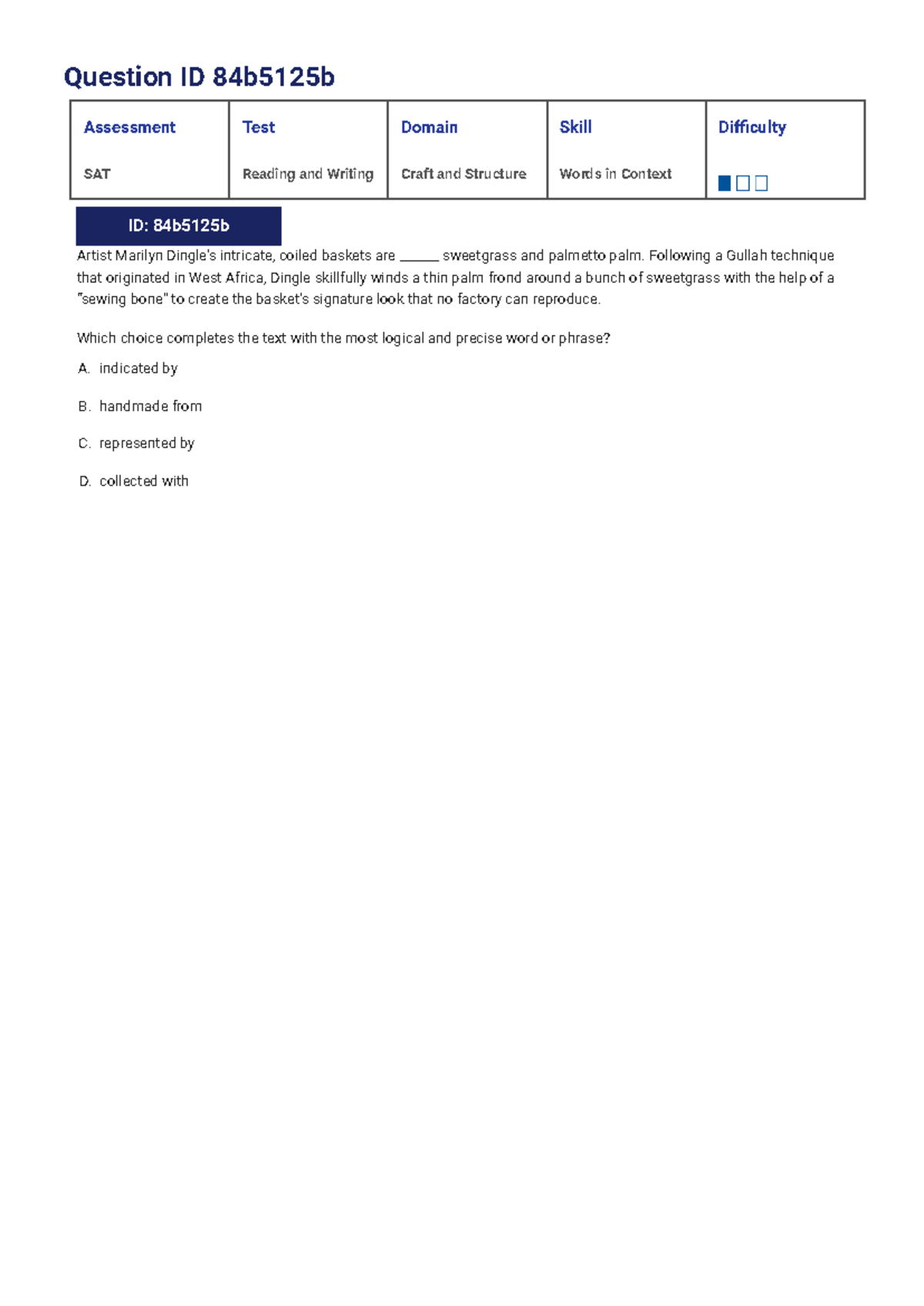 Craft and Structure 1 - SAT Reading and Writing Assessment Test - Studocu