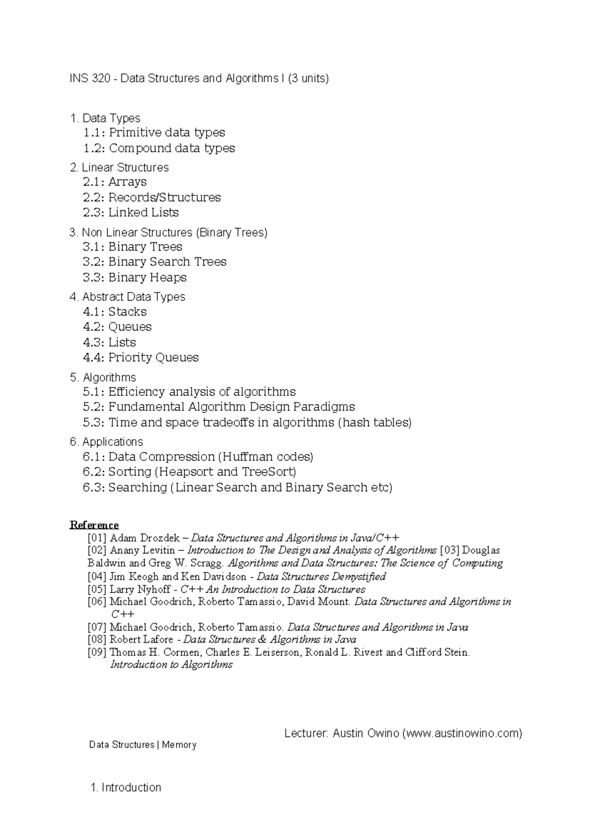 DATA Structures & Algorithms ICS 2105 revision - TECHNICAL UNIVERISTY ...