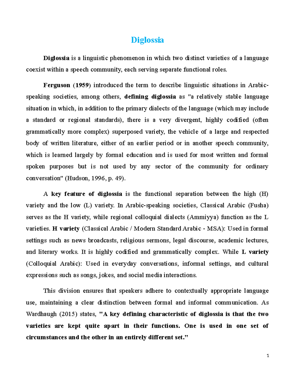 Understanding Arabic Diglossia: A Sociolinguistic Perspective ...