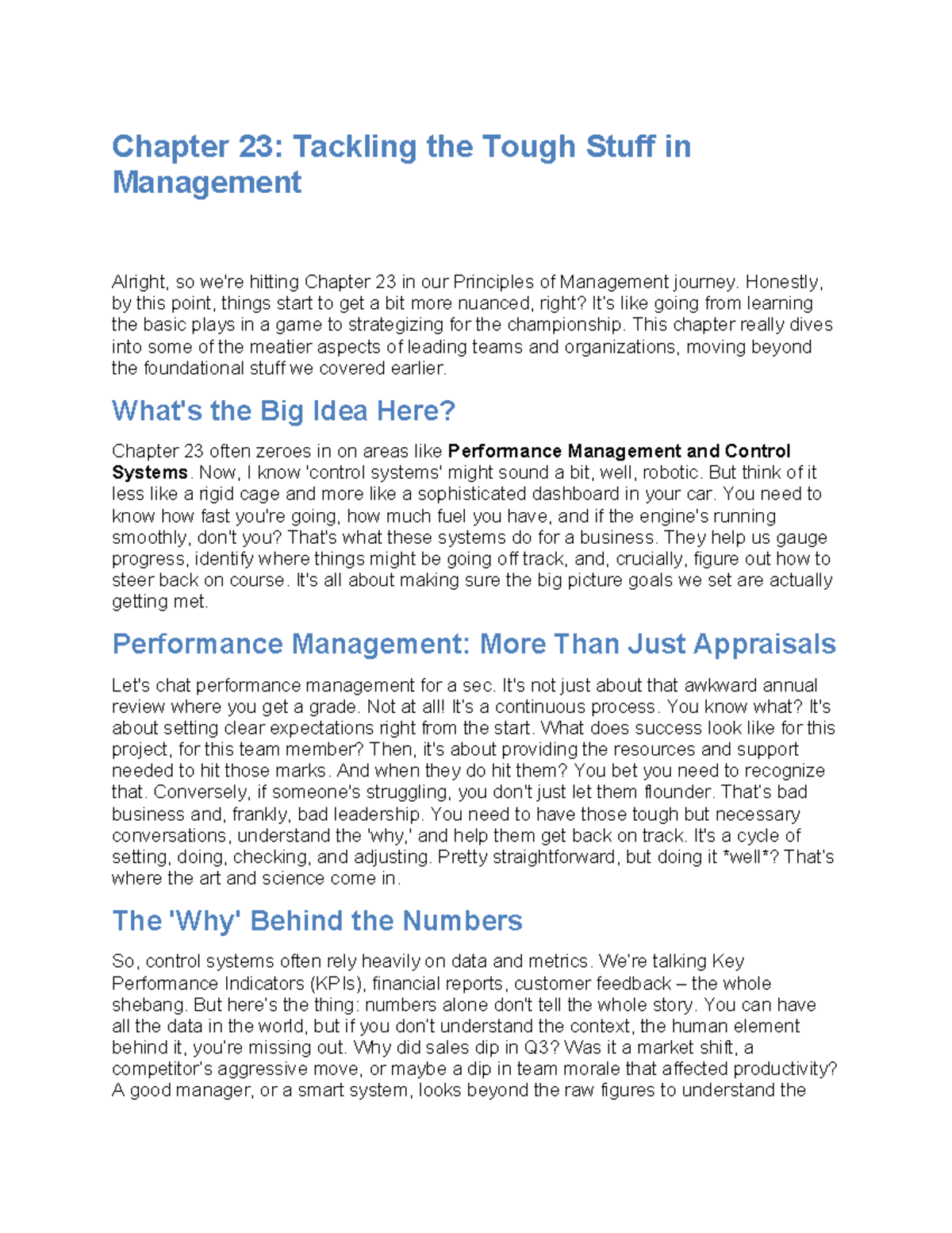 Principles of Management: Chapter 23 Review on Performance Management ...