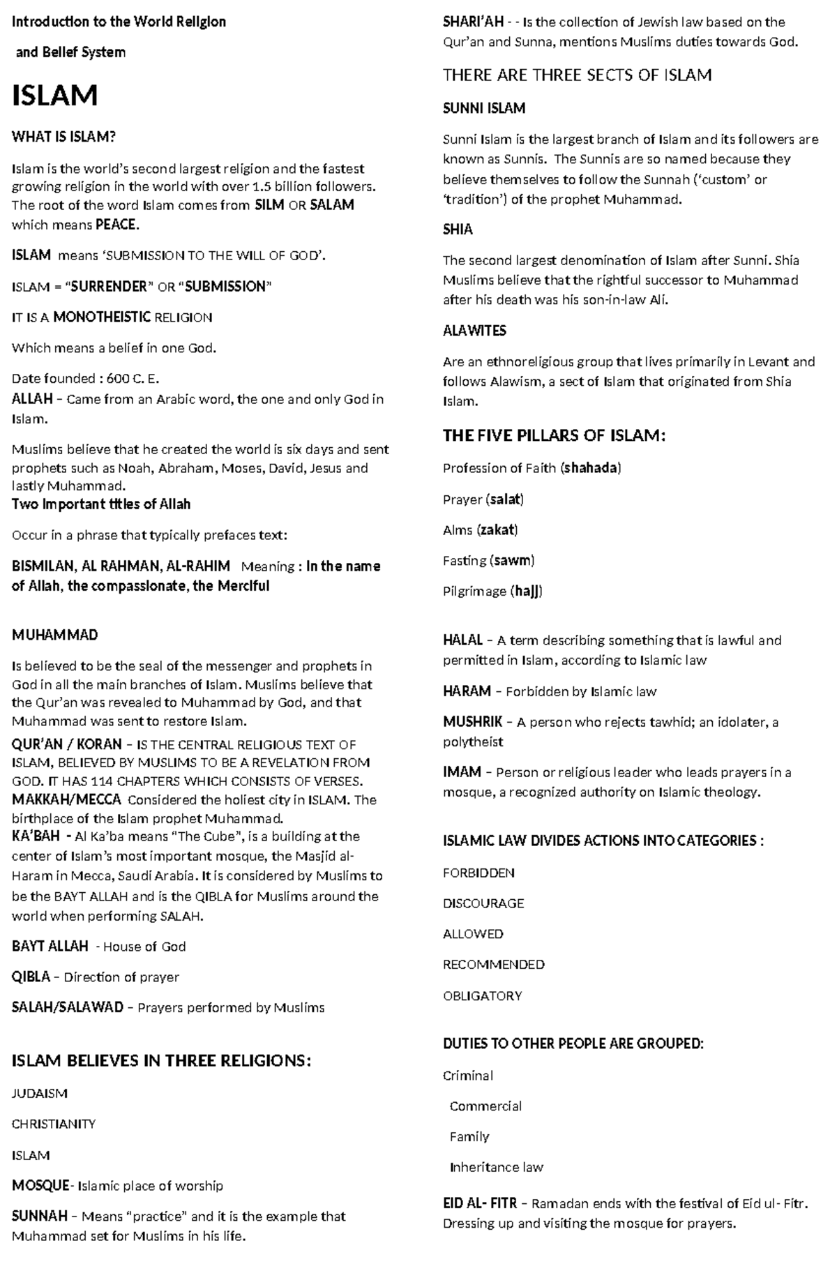 Lecture - SFDCGVHBJKML - Introduction to the World Religion and Belief ...